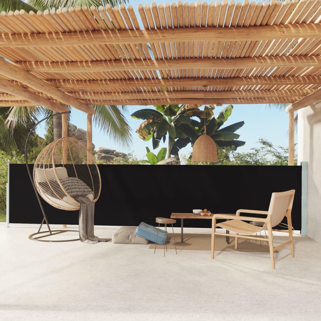 vidaXL Seitenmarkise Ausziehbar Sonnenschutz Sichtschutz Windschutz Seitenwandmarkise Seitenrollo Markise Balkon Terrasse Garten 117x600cm Schwarz