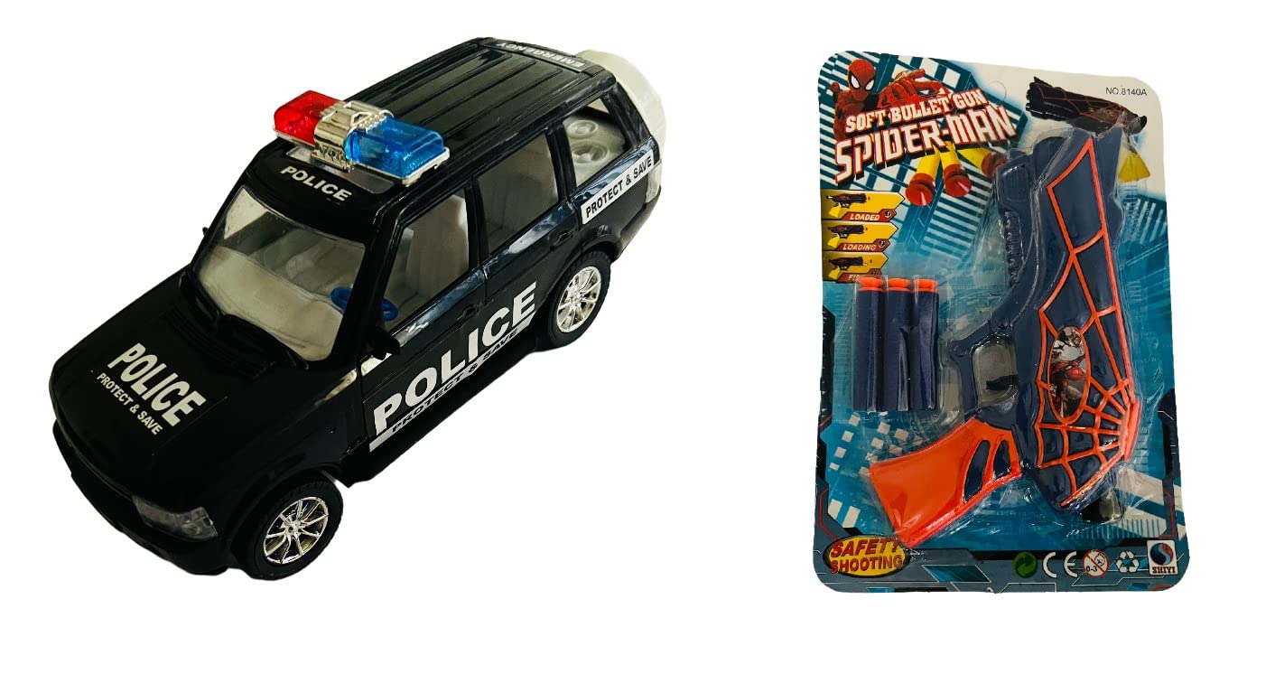 Sky Toys Police Car Interceptor with Amazing Spiderman Gun Toy | 3 Soft Foam Bullets Included | Multicolor (B0B84SBLJ4) Amazon Price History, Amazon Price Tracker
