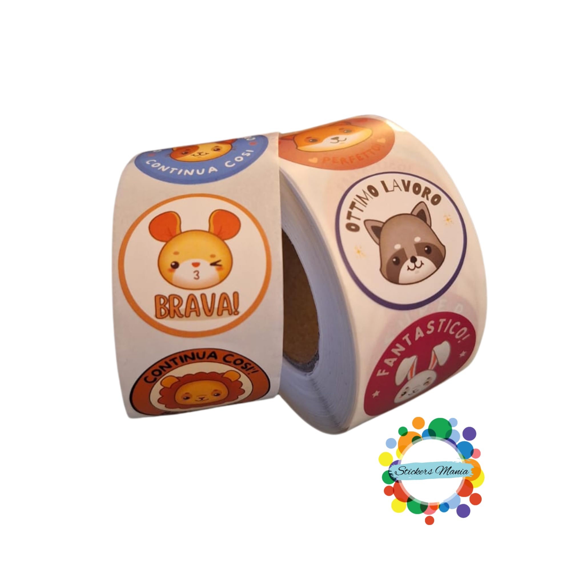 500 Award Stickers for Children in Italian | Motivational Stickers | Animal Award Sticker | Sticker Diameter 25 mm | Motivational Stickers for Parents Teachers | Behavioral Therapy