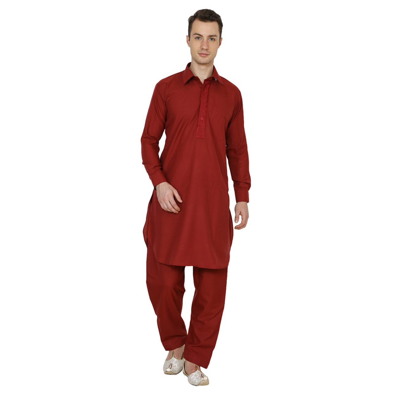 royal kurta Mens Cotton Blend Pathani Set-picture-22