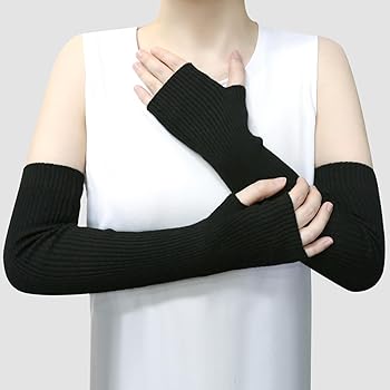 SEYUFN Winter Fingerless Long Gloves for Women Cashmere Blended