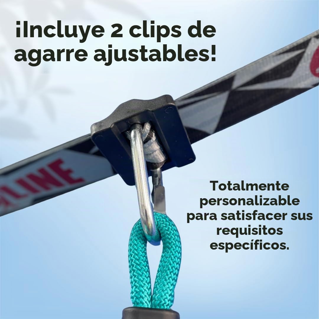 Slackers Ninja Line Starter Set - Recorrido Colgante al Aire Libre & Slackline para niños Mayores de 5 años- Juego Completo con 11 m de Slackline, 7 obstáculos, trinquete & Bolsa de Transporte
