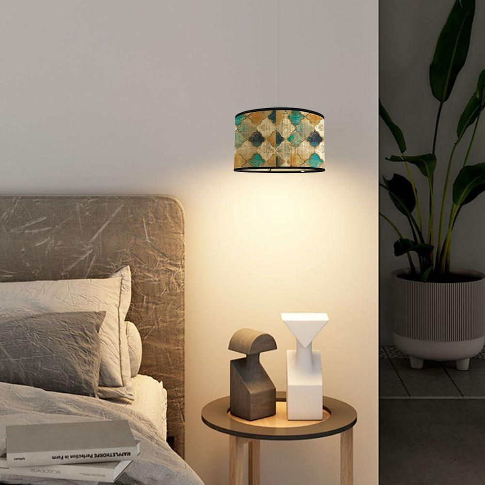 perfk Paralume Rotondo in bambù, Paralume di Ricambio, Coperchio per Lampada da soffitto, lampadario a Sospensione, Paralume per Lampada da Parete per Bar, Stile c
