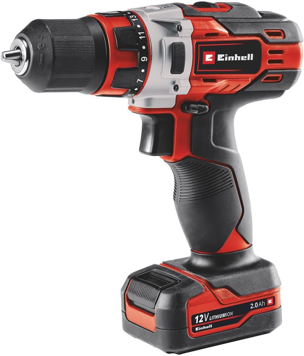 Einhell Akku-Bohrschrauber TE-CD 12/1 Li (Li-Ion, 12 V, 2-Gang-Getriebe, Drehzahl-Elektronik, LED-Beleuchtung, robustes Metallgetriebe, inkl. 45-Min.-Ladegerät + 2,0 Ah-Akku)