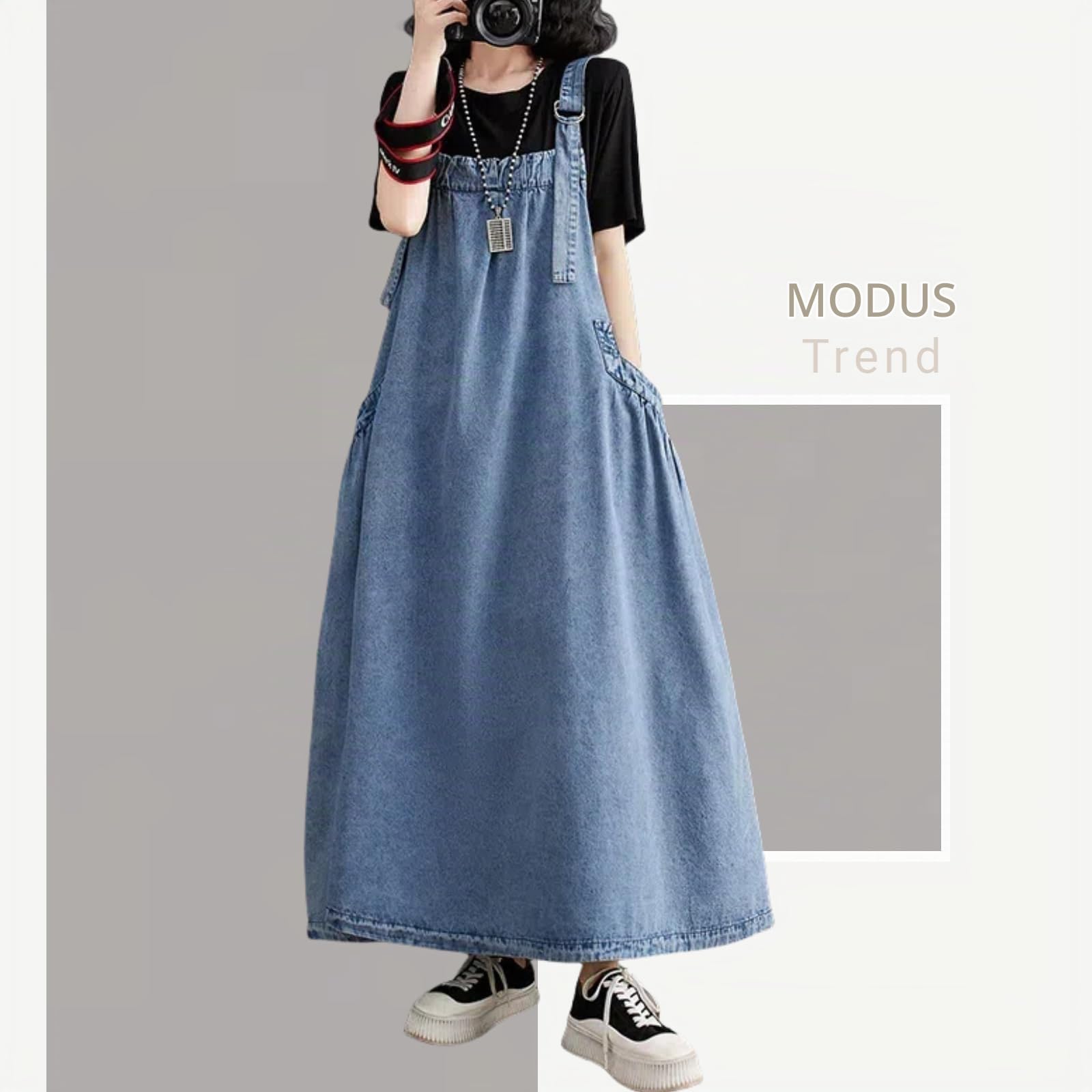 Damen Jeans Latzkleid