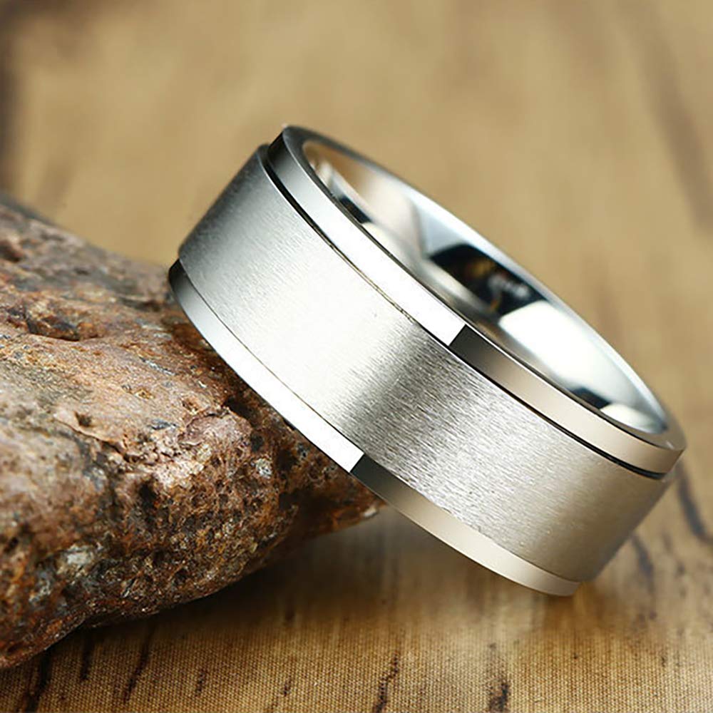 ZENSE - Bague tournante pour homme de couleur argent mate ZR0158