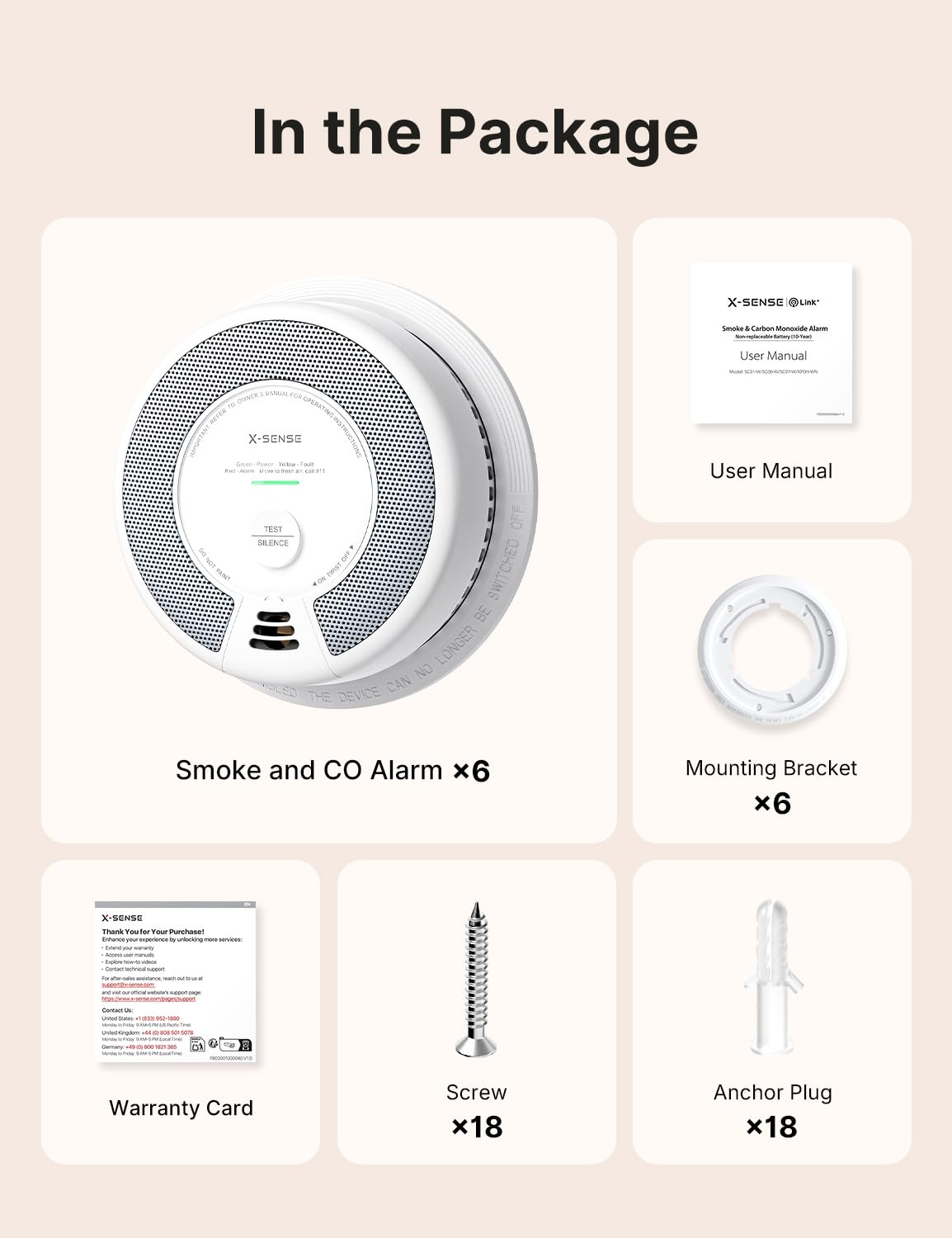X-Sense Interconnected Smoke & CO Detectors - 6 Pack -9