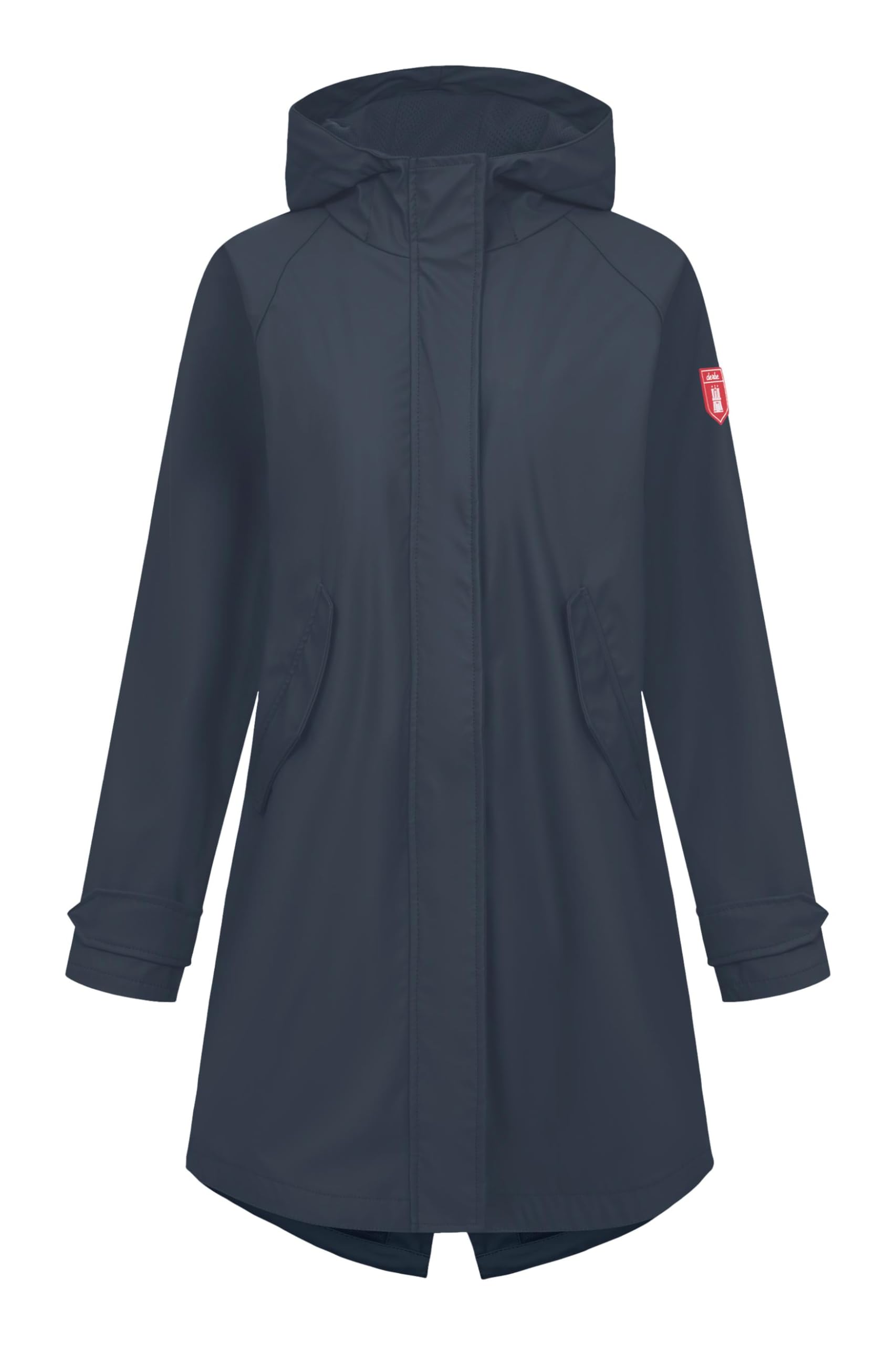 derbe Damen Regenjacke Traveby Plain - Blau 44 - Friesennerz | Frauen | Regenmantel | Mesh-Futter | Kurzmantel | Hamburg