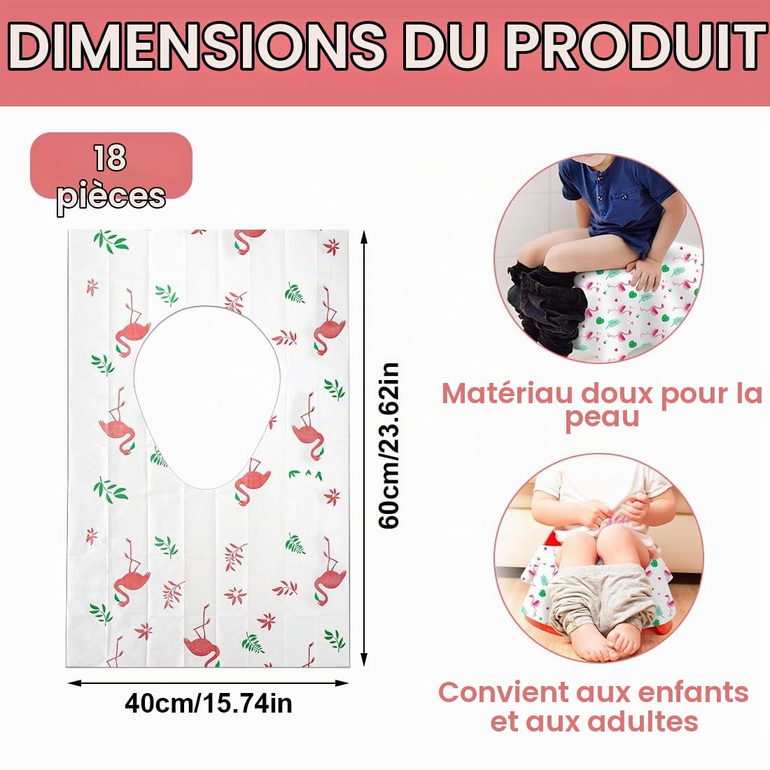 WeddHuis 18 Couvre-siège de Toilette Jetables pour Enfants et Adultes Universal Töpfchentraining Accessoires de Voyage, Emballage Individuel