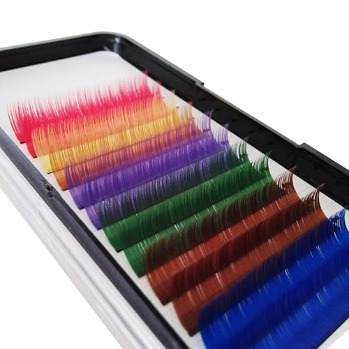 Miniatura 5 de Bodemrincer - Pestañas postizas individuales de 0.31 a 0.78 pulgadas, 12 líneas, 7 colores, mezclados, una bandeja, extensión de pestañas