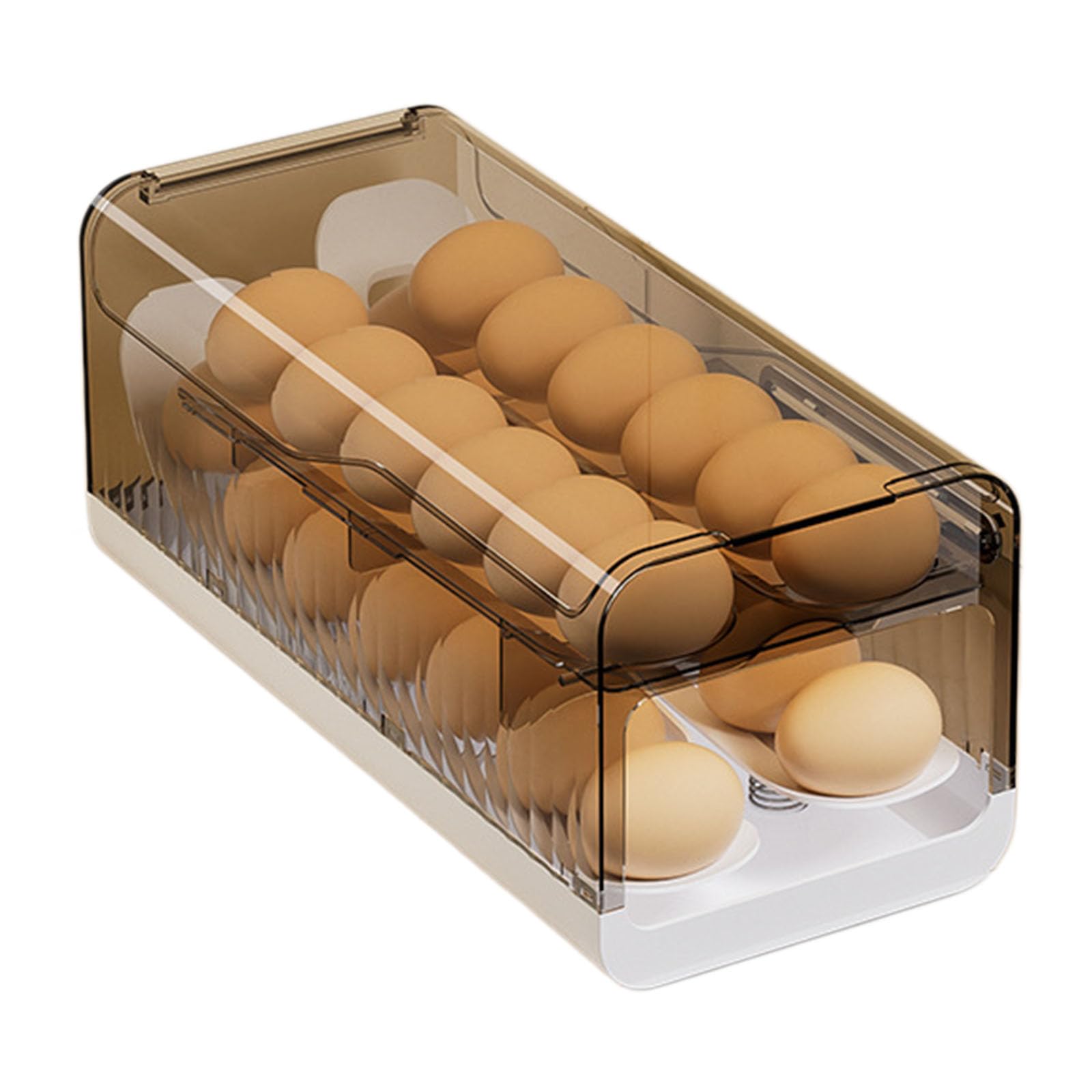 Msioytog Light Luxury Gray Eggs Dispenser For Easy Access And Efficient Refrigerator Storage Clear Eggs Holder For Fridge Space Saving Box