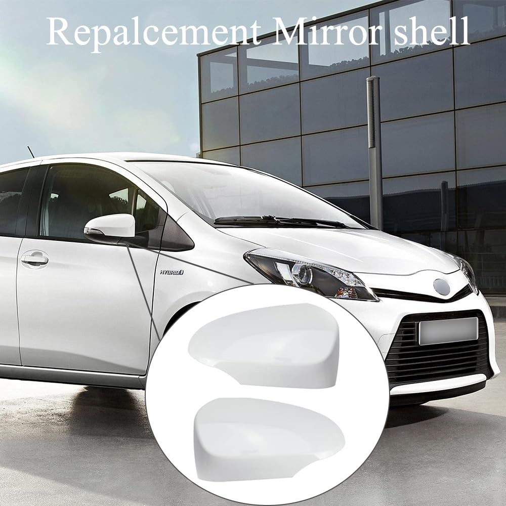 Tappi per Specchietti Bianco, Copri Specchietto Retrovisore Auto Coppia Calotte Specchio Destra + Sinistra Sostituzione per Yaris 2012-2020