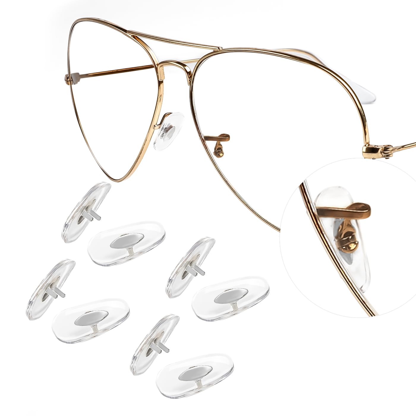 Zapasowe nakładki na nos do Ray-Ban Aviator RB3025 RB3026 RB3016 RB3362 RB4175 zestawy naprawcze do okularów przeciwsłonecznych, miękki silikon i antypoślizgowa poduszka do nosa, 4 pary, srebrne, 16