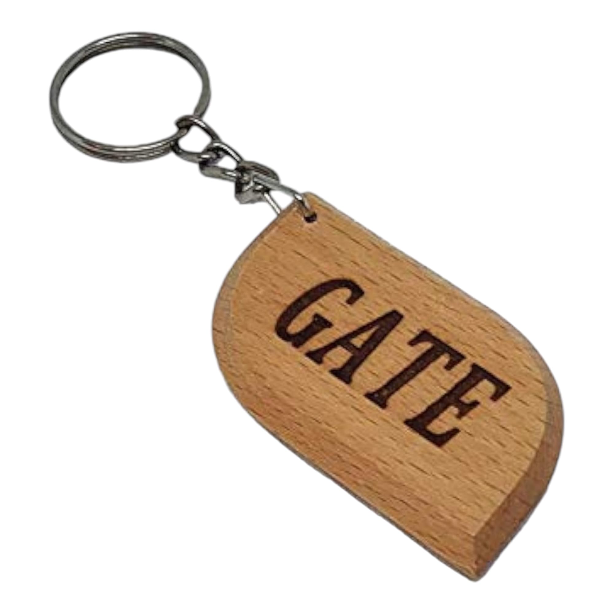 S M Gift Shop Brown Gate Key Tag Engraved Wooden Keyring Keychain Made To Last