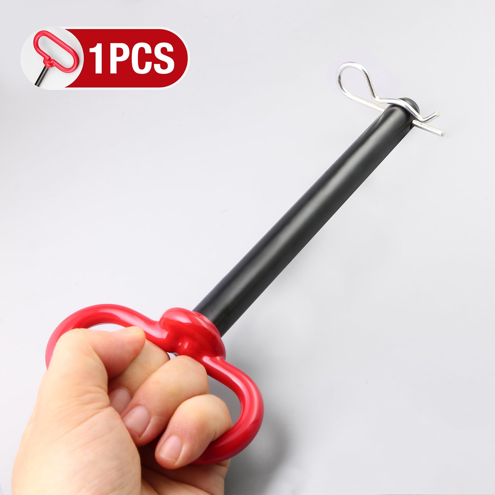 Anhängerkupplung Stift 5/8 x 6 Zoll Traktor Anhängerkupplung Stift mit R-Clip Pin für Rasenmäher Traktor Anhänger (Rot)