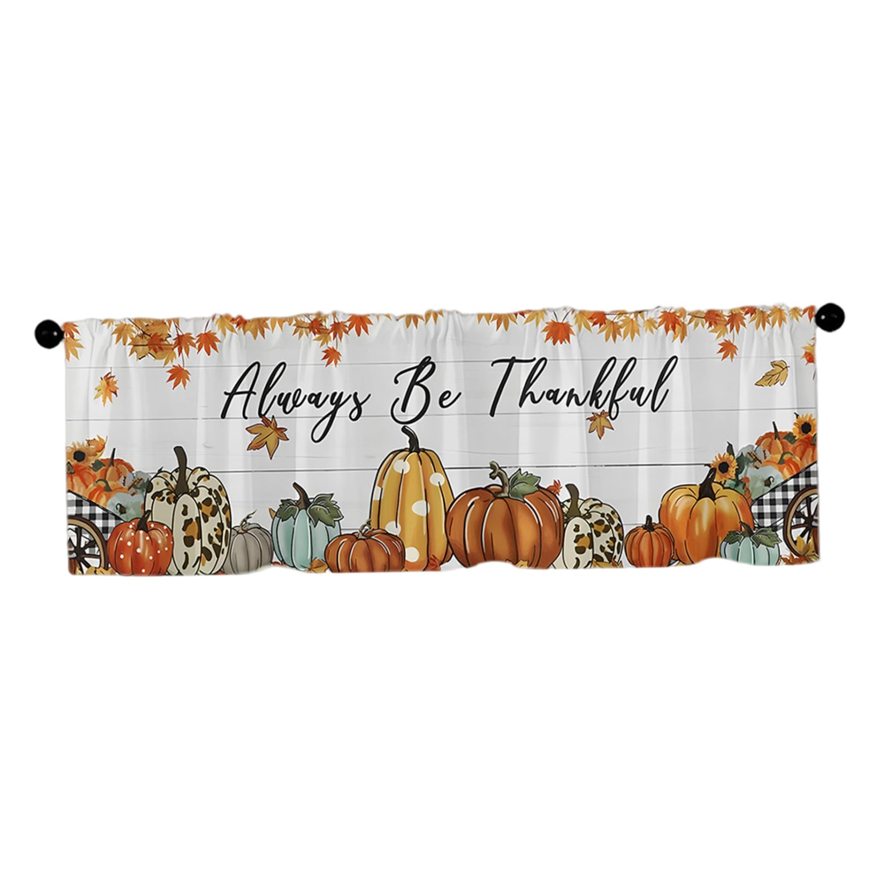 Hintyne Kitchen Valances for Fall Kitchen Curtains 57x18 Inch Pumpkin Autumn Valances for Rod Pocket Curtains for Halloween Thanksgiving Decor