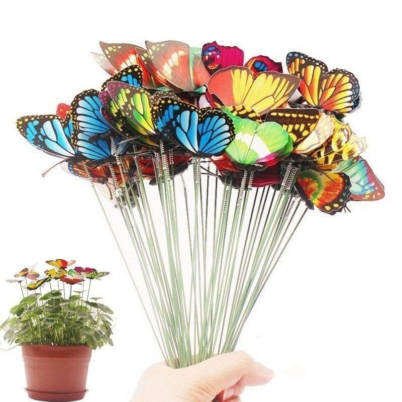 5PCS Bunch of Butterflies Garden Yard Planter Colorful Whimsicals Butterflies Stakes Decoracion Outdoor Decor Flower Pots Decoration
