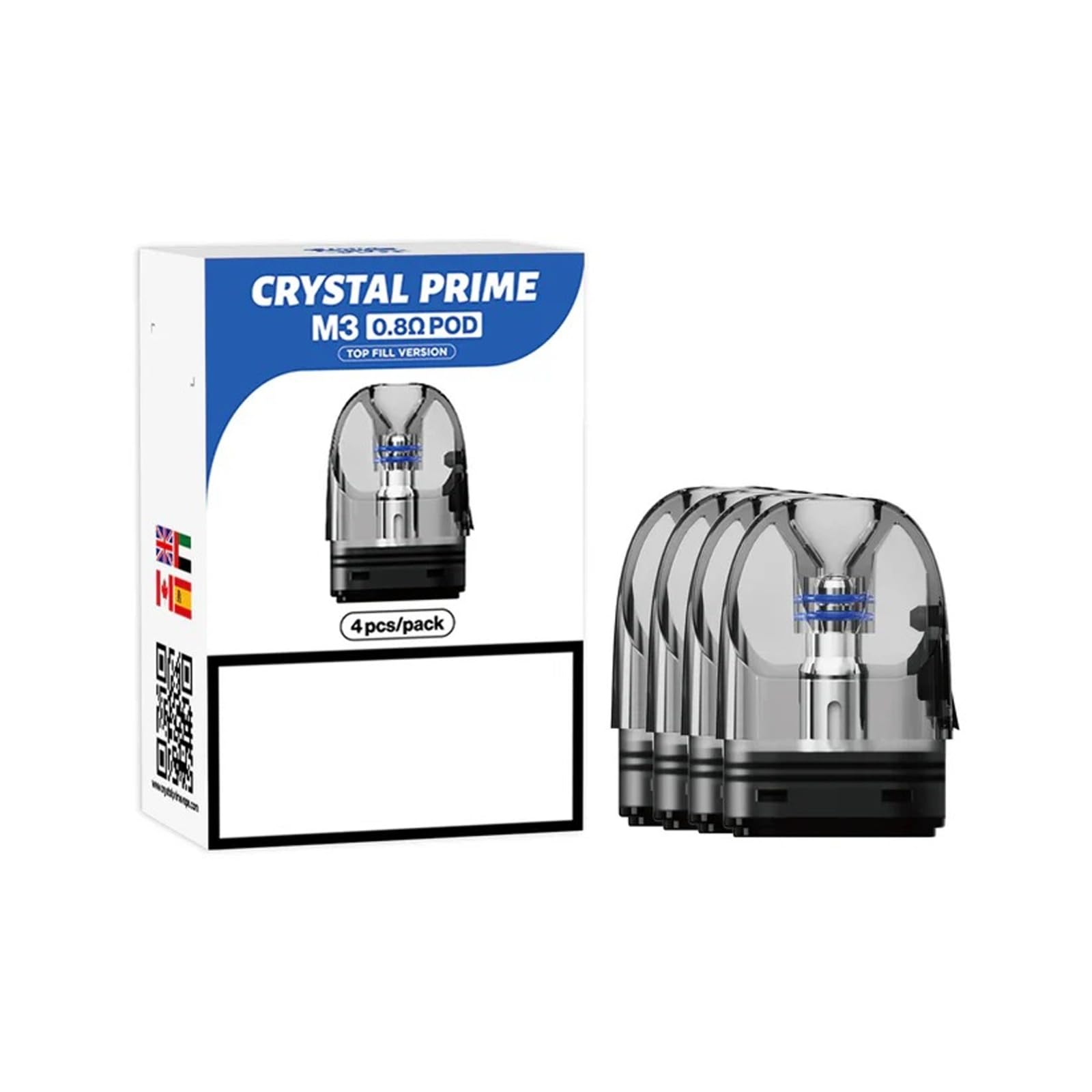 JJA Crystal Prime M3 Smart Vape Replacement Pod, Adjustable Airflow & Variable Wattage, MTL & RDL Compatible, Leak-Resistant Design, 2ml Capacity, No Nicotine, Pack of 4 (0.8ohm): Amazon.co.uk: Electronics & Photo JJA Crystal Prime M3 Smart Vape Replacement Pod, Adjustable Airflow & Variable Wattage, MTL & RDL Compatible, Leak-Resistant Design, 2ml Capacity, No Nicotine, Pack of 4 (0.8ohm): Amazon.co.uk: Electronics & Photo