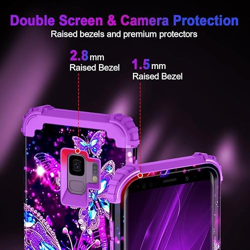 Miniatura 4 de Casetego Funda compatible con Galaxy S9, a prueba de golpes, de 3 capas, policarbonato duro y de silicona suave, antideslizante, funda protectora