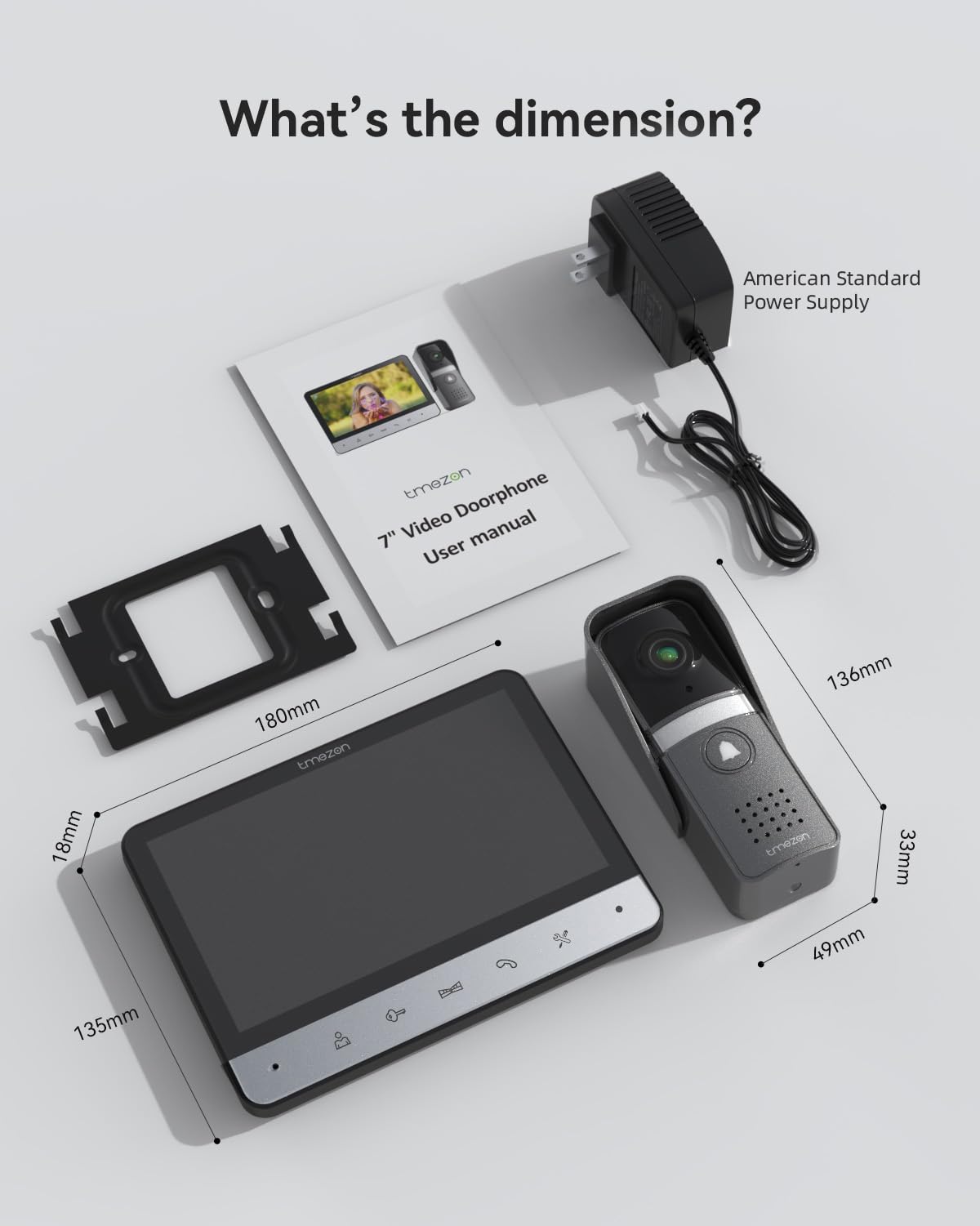 Amazon.co.jp: Tmezon ビデオドアホン モニター7イン型TFTカラー