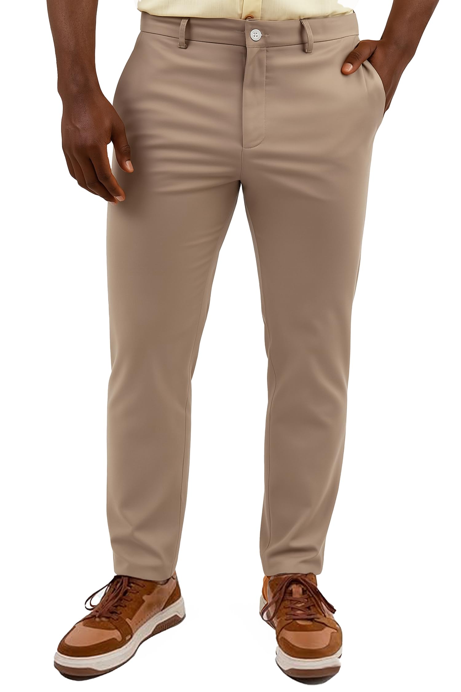 Arber Mens Stretch Chinos 97 Cotton 3 Elastane Flat Front Breathable Machine Washable White Navy or Beige