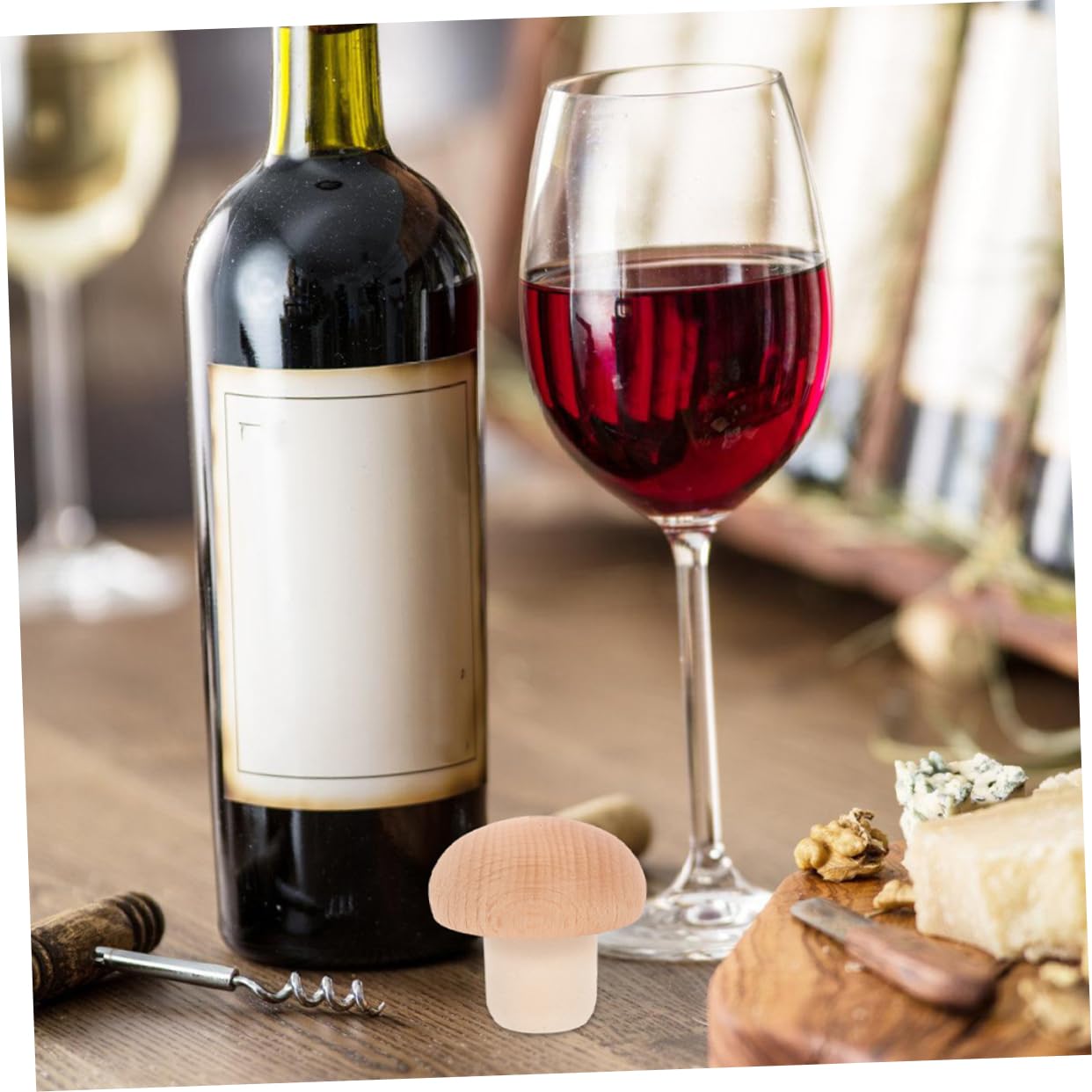 COLLBATH 6pcs Wooden Wine Bottle Stoppers Reusable Wine Corks Bottle Sealer Plugs for Beer