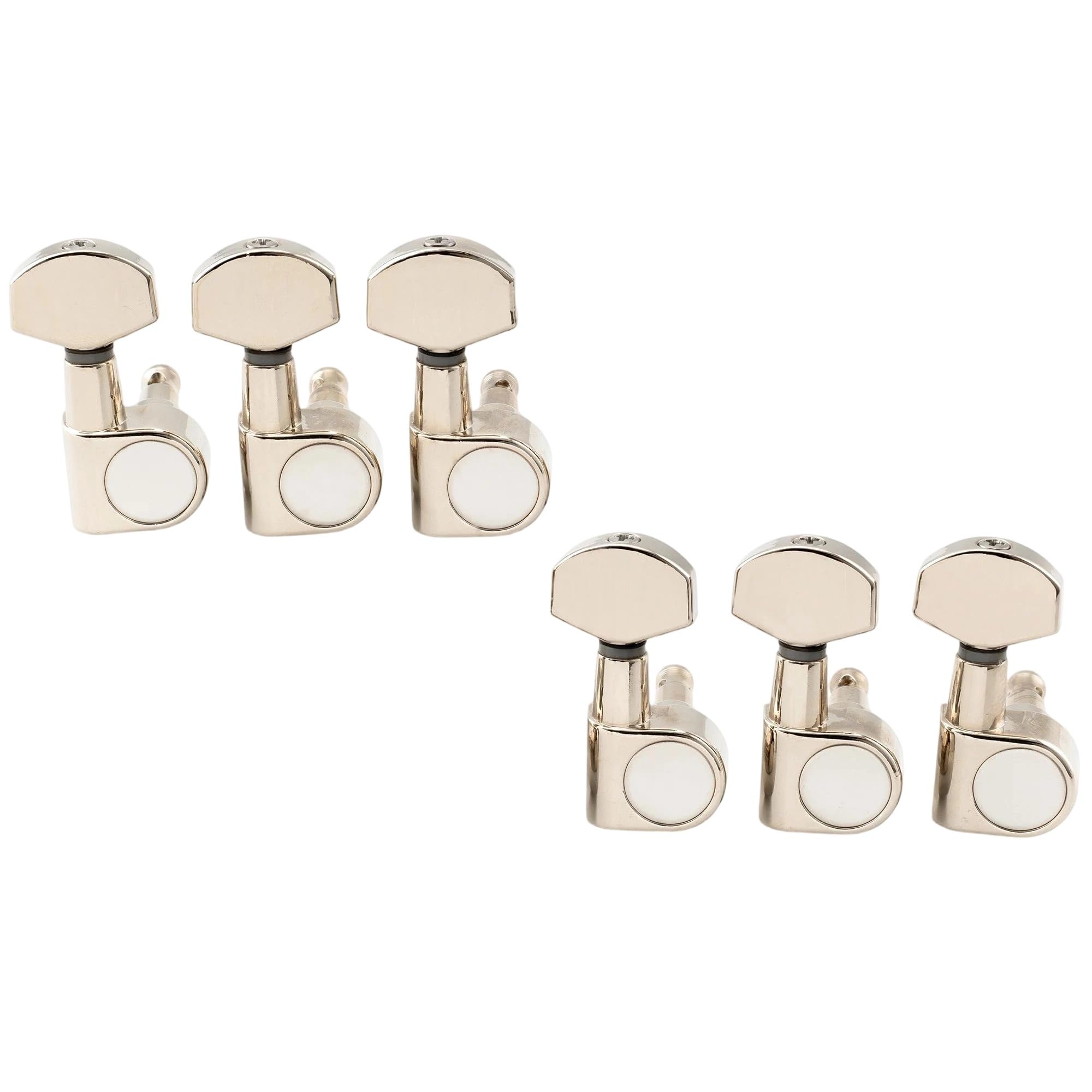 Durable Guitarra Clavijas De Afinación 6 Clavijas De Máquina Completamente Selladas 2 Pines Con Relación 15:1 En Línea Clavijas Afinación Llaves Para Guitarra Eléctrica(Nickel)