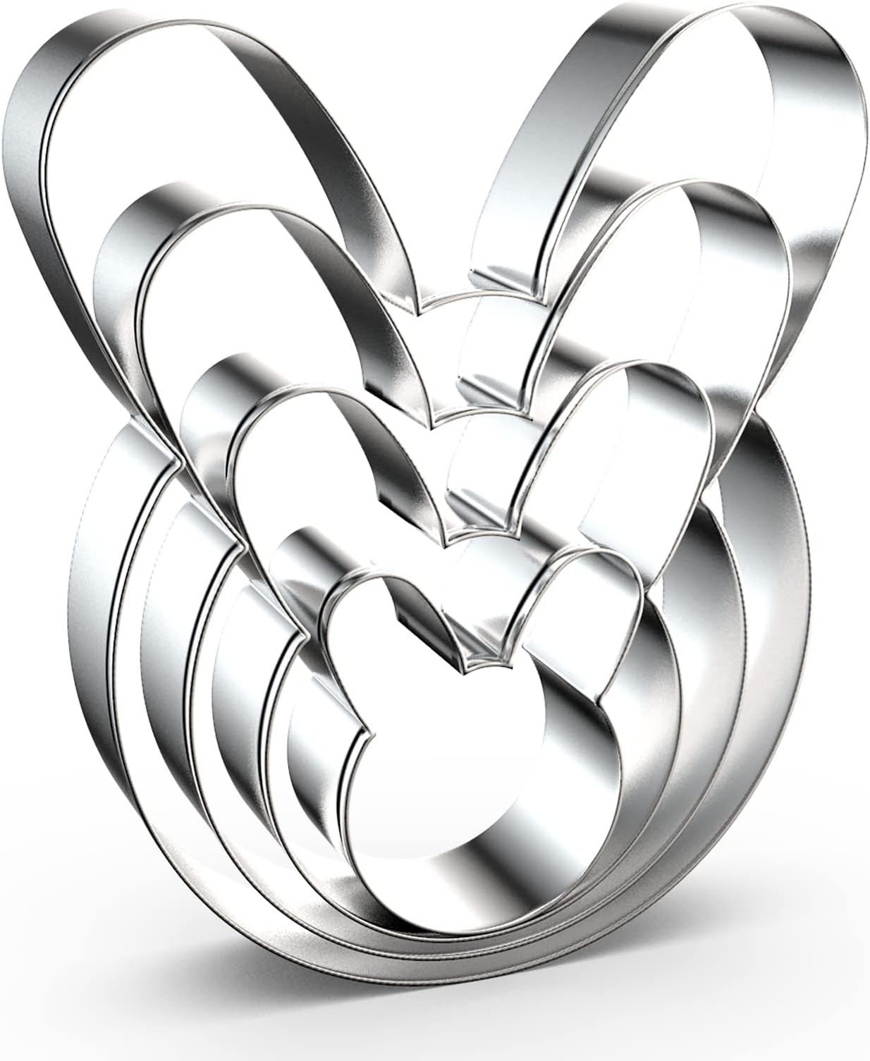 Bunny Cookie Cutter Set Large - 5", 4", 3", 2" - 4 Piece Easter Bunny Rabbit Hare Head Face Shaped Cookie Cutters - Stainless Steel