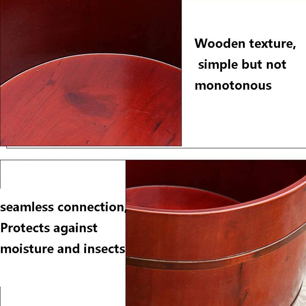 Cubo para pediluvio de madera natural, lavabo para pedicura, suministros para baño de pies para sauna, dientes de roble de 35 de alto con cubierta para tarjeta, barril de pub para pies de espuma de