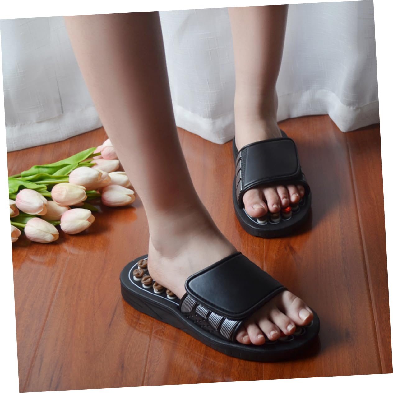 Pantoufles de Massage des Pieds à Acupression Marron 40 | Pu et Eva, Modèle Traditionnel Unisexe, Confort pour Hommes et Femmes, Usage Relaxant