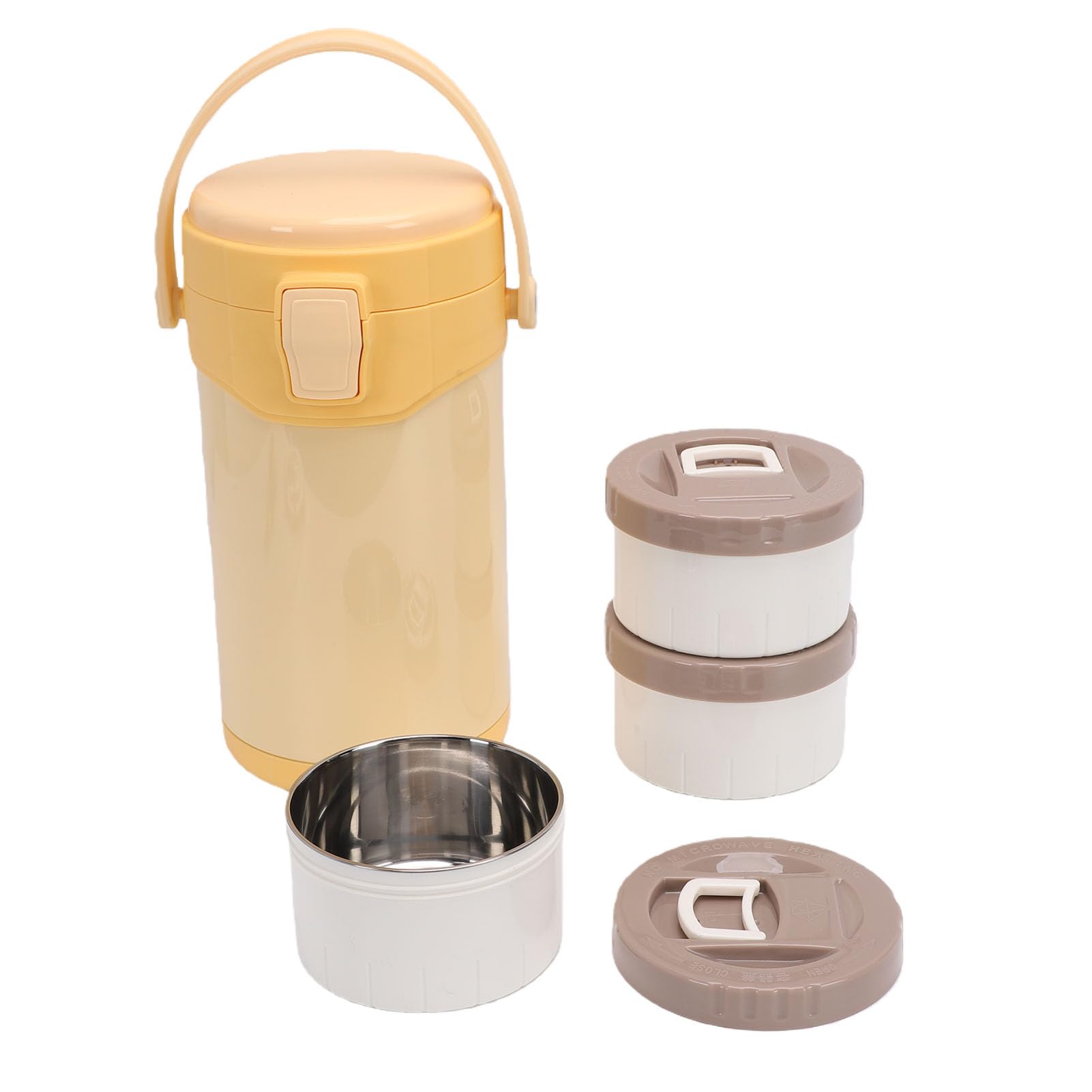 Aislada, Lonchera Apilable Térmica de Acero Inoxidable 304 a Prueba de Fugas, Caja Bentos con Asa Portátil y Bolsa de Transporte para el Trabajo, la Oficina y la Escuela
