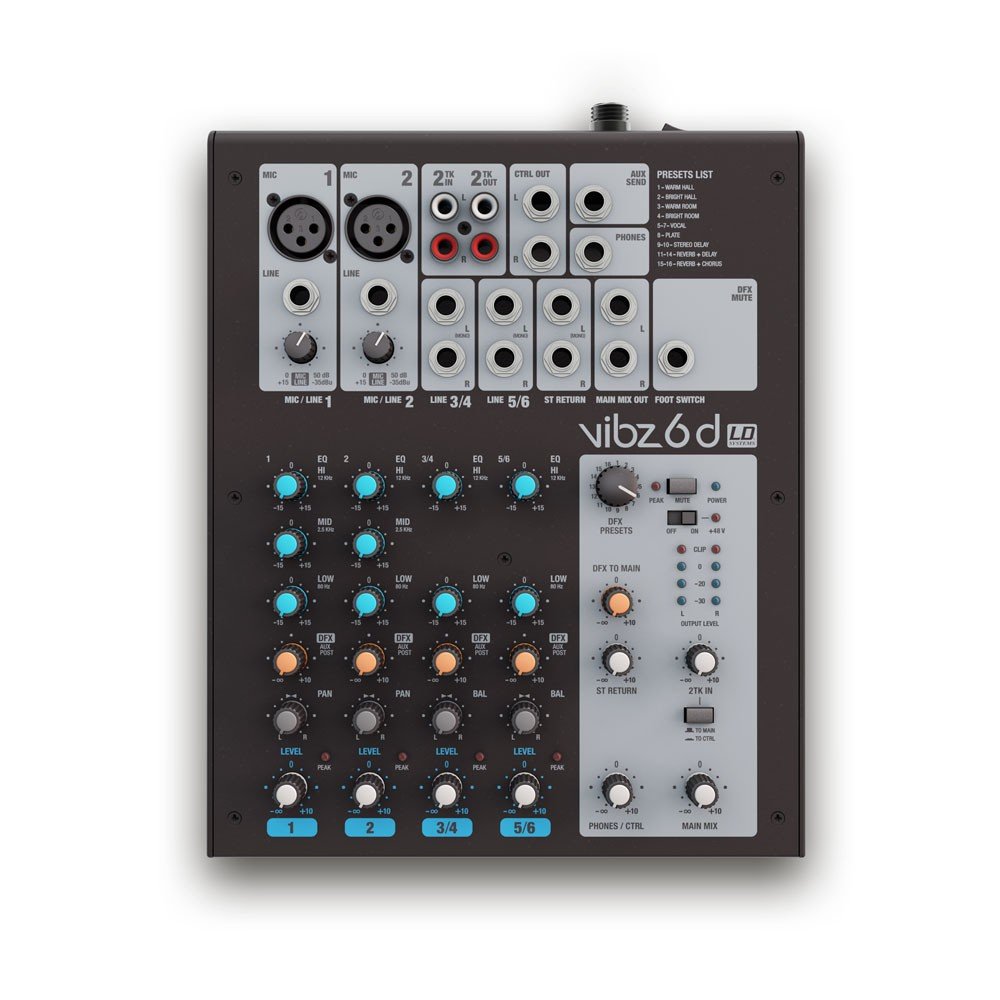 LD Systems VIBZ 6 D - Mixer compatto a 6 canali con DFX