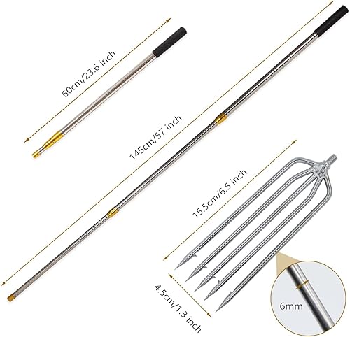 Miniatura 4 de Caña de pescar telescópica con dientes de 1~5, arpón de pesca de mar y hielo con barbas, lanza de pesca para caza de peces, ranas, topos 5