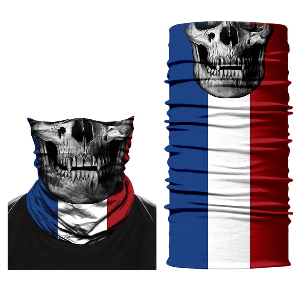 ShopINess Pañuelo bandana Braga Cuello Multifunción Unisex Adulto para Moto Deporte Fiestas Halloween Carnaval Bandera Países Fútbol Deporte Eventos Calavera