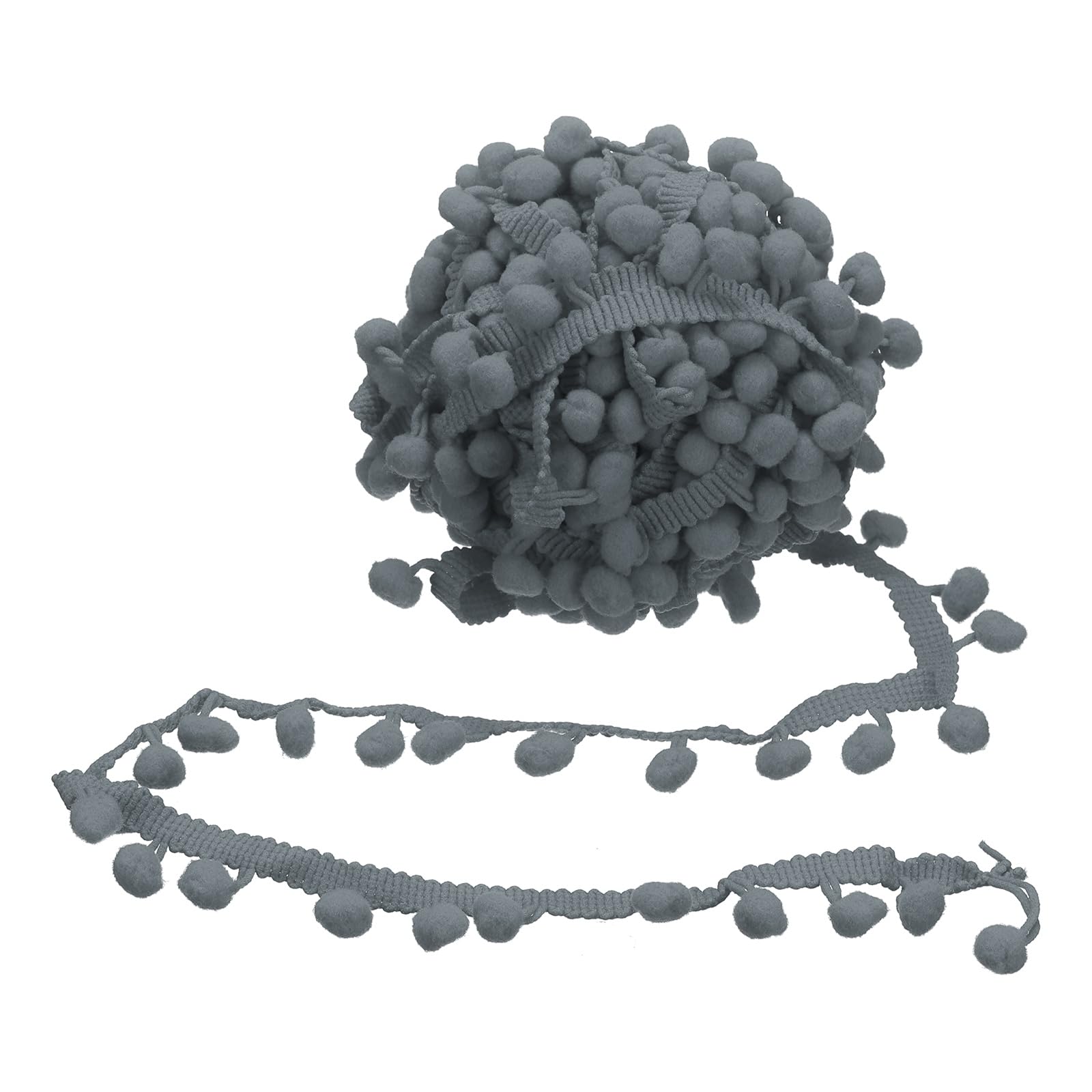 sourcing map 6 Yards Pom Poms Trim, 0.47" Wide Pompoms Balls Fringe Trim Ribbon Tassel Lace Accessory for DIY Craft Sewing Clothing Curtain Pillow Home Decoration(Dark Gray) — image 1