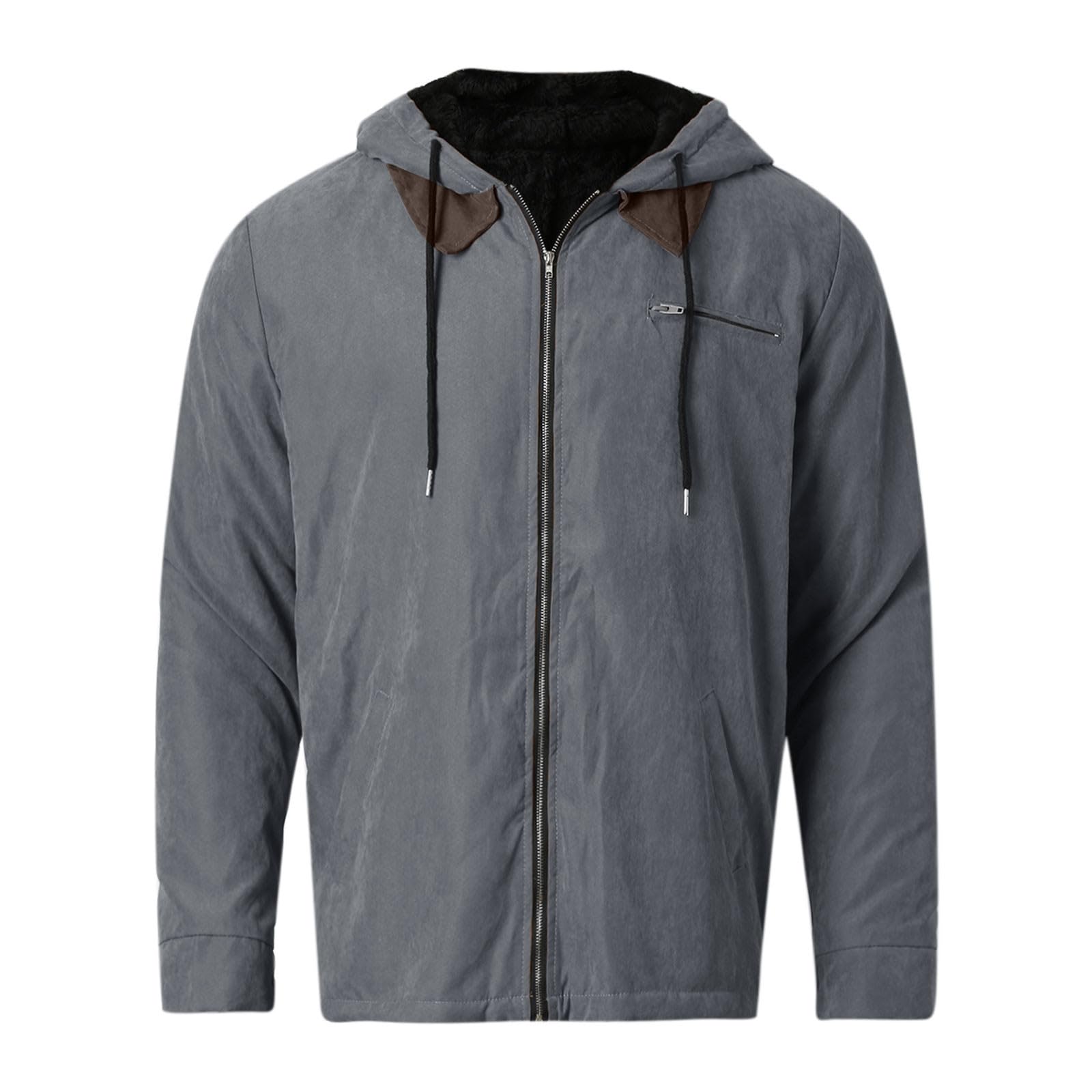 Genérico Chaqueta térmica Polar Ligera e Impermeable para Hombre con Capucha y Cremallera, Ideal para otoño e Invierno, Senderismo y Trabajos al Aire Libre