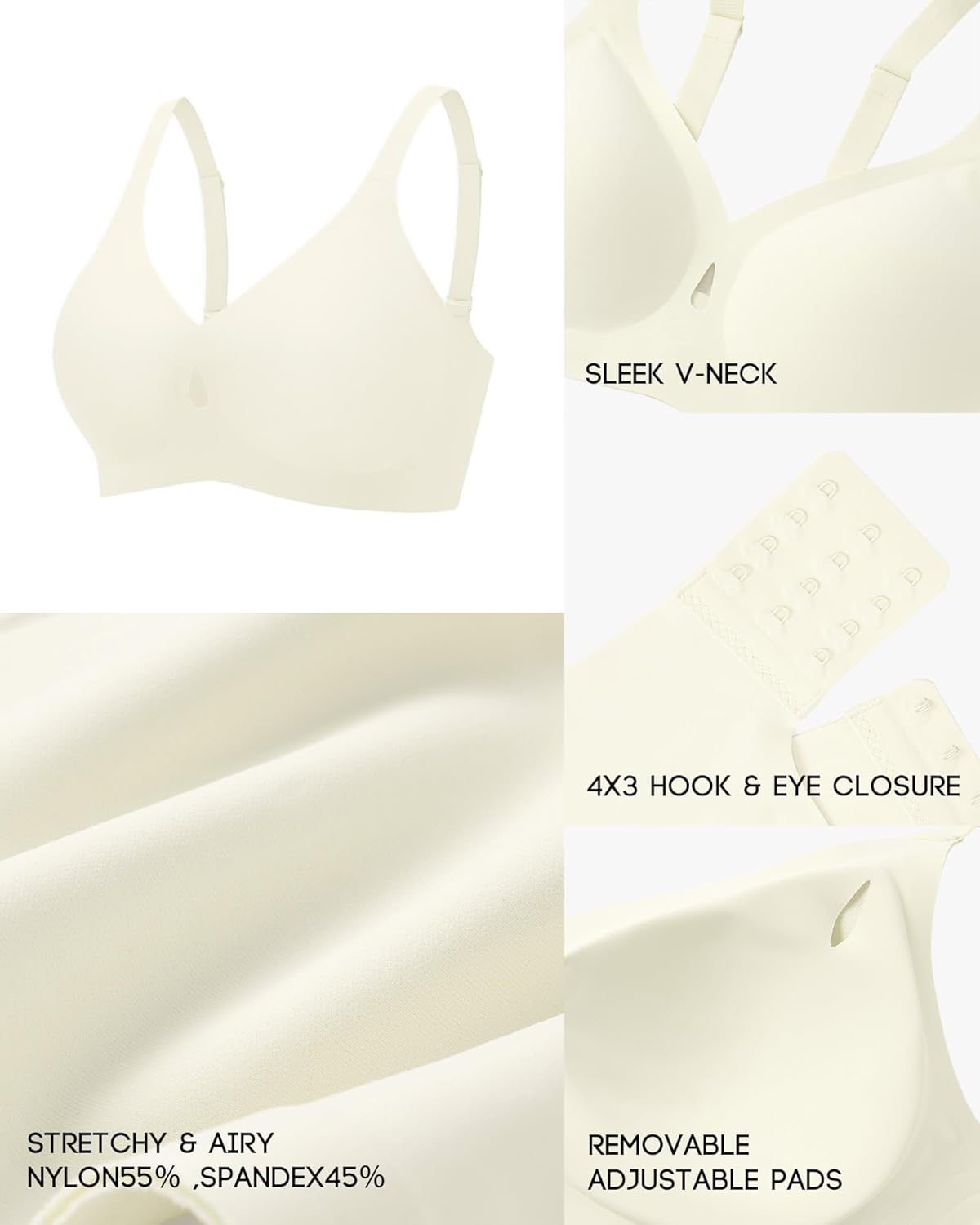 Women's Full Coverage Wireless Bra, Jelly Comfort & Lift Push Up Support, Seamless No Underwire Everyday T-Shirt Bralette - Image 5