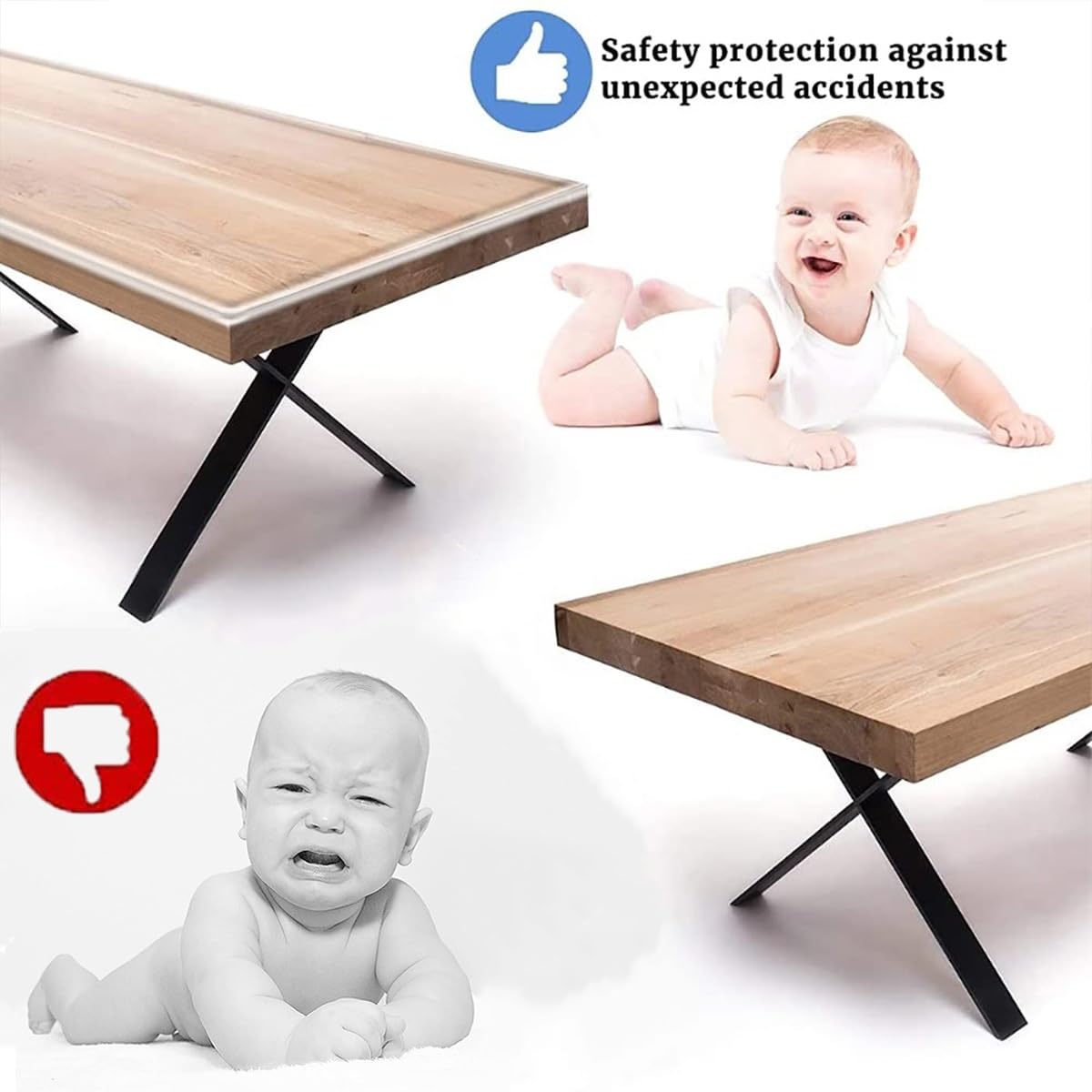 Schaumstoff-Kantenschutzstreifen, transparenter Silikon-Möbelstoßfänger, Antikollisionsstreifen for Tische, Schreibtischecken, Kindersicherung(15mmx4m)