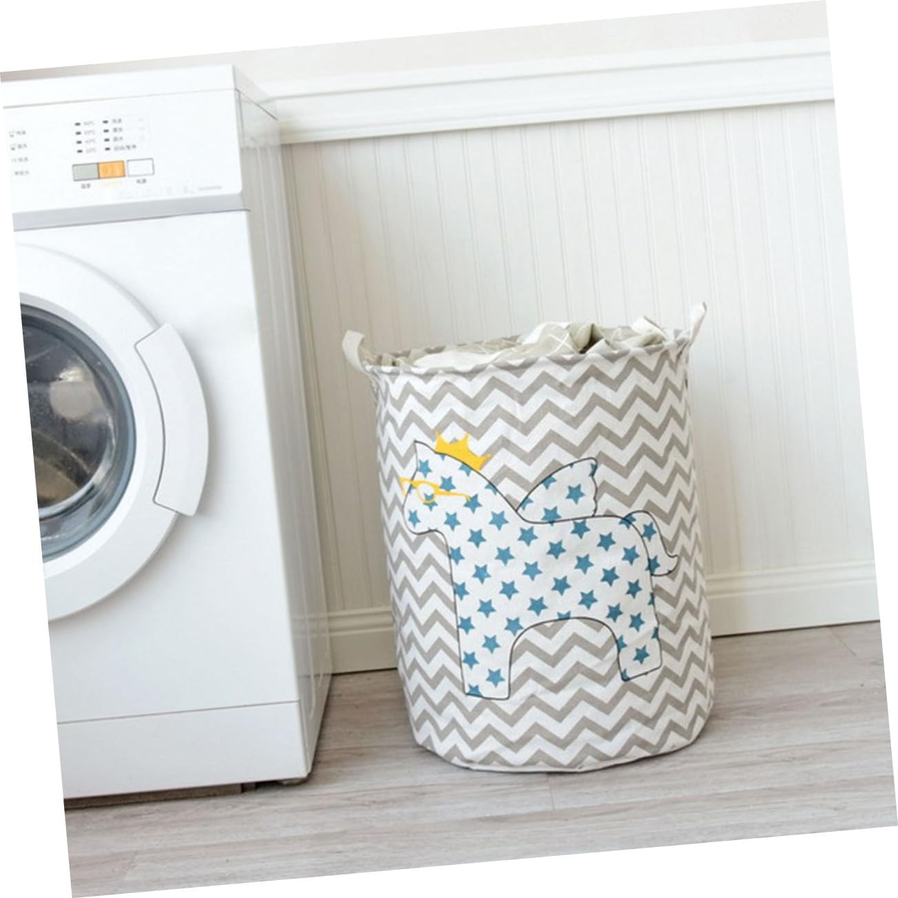 BESTYASH Foldable Cotton Linen Laundry Basket for Clothes Storage Dirty Clothes Organizer Hamper Container Lightweight Laundry Hamper for Bedroom Living Bathroom Office Use