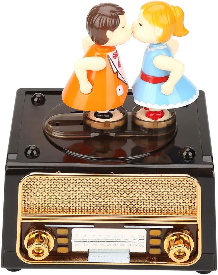 Image of AUGEN Exclusive Dancing Kissing Dolls Music Box Musical 360 rotatable Carousel Children's Wooden Men and Women Birthday Creative Christmas Valentine's Day Gift Home Decoration (Couple)