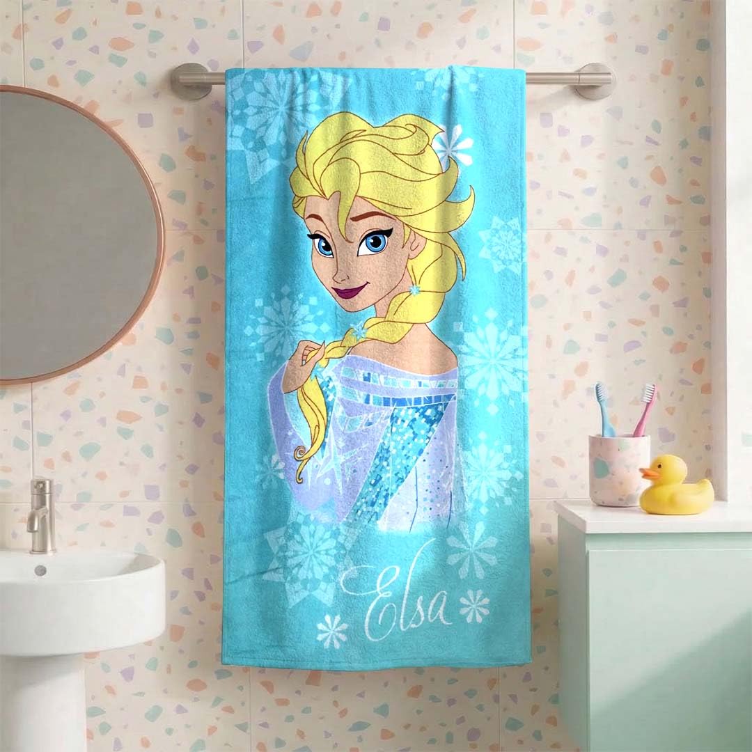 Athom Trendz Living Disney Elsa 350 GSM 100% Cotton Kids Bath Towel 60x120 cm-image-47