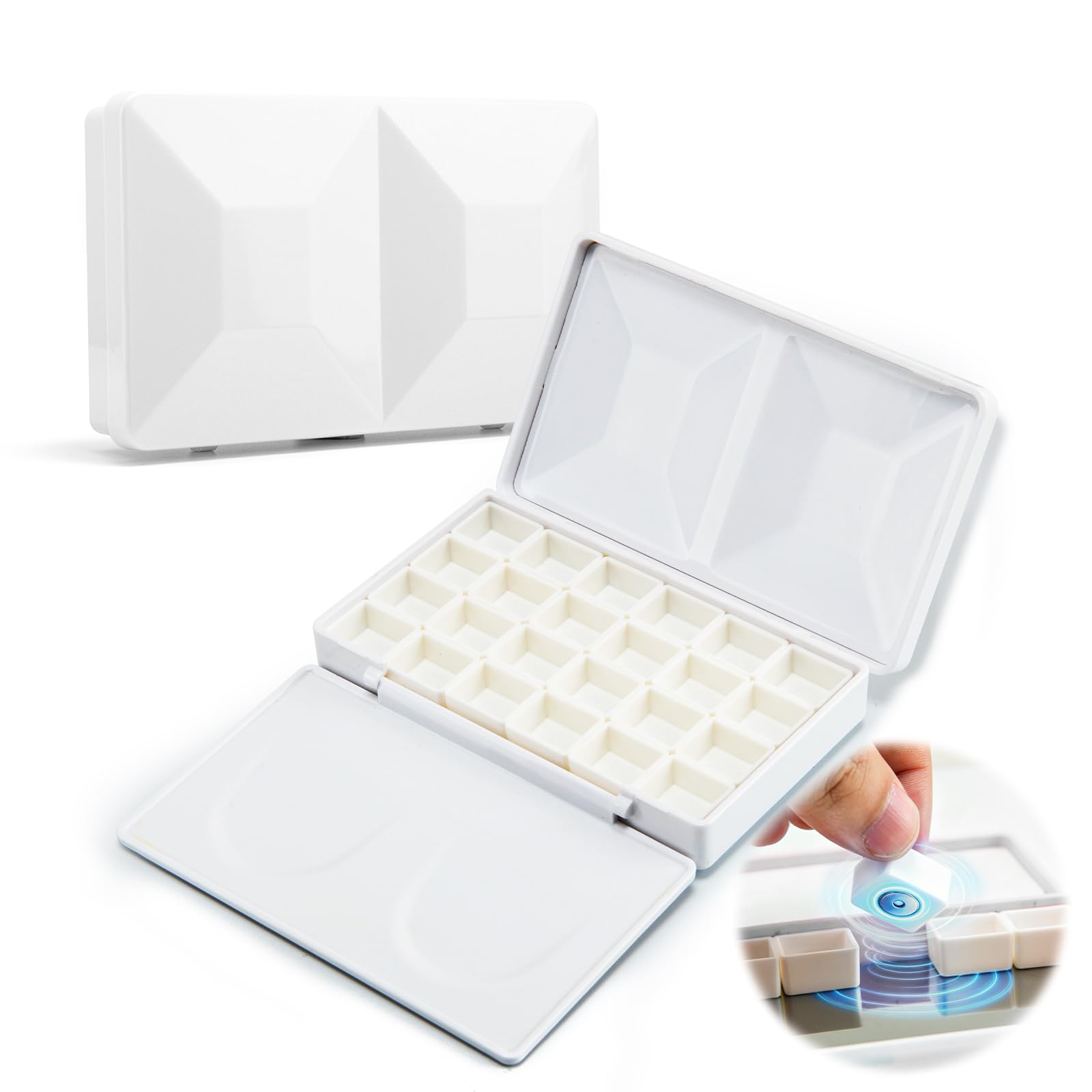 SEAMIART Travel Watercolor Palette Box with 24 Magnetic Half Pans & Lid