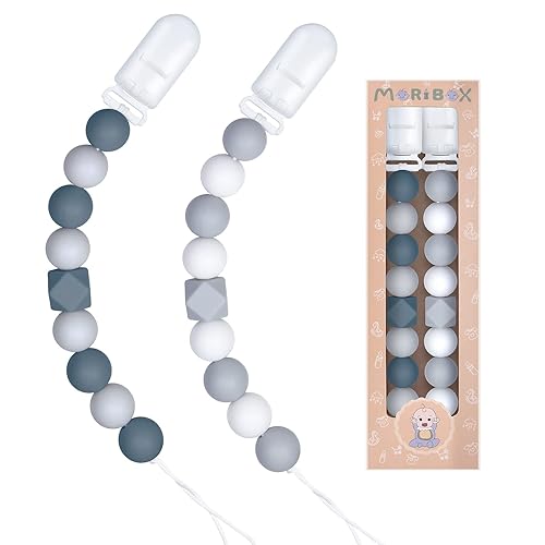 Clip para chupete para bebés, niños y niñas, regalo de cumpleaños, paquete de 2 unidades, color gris