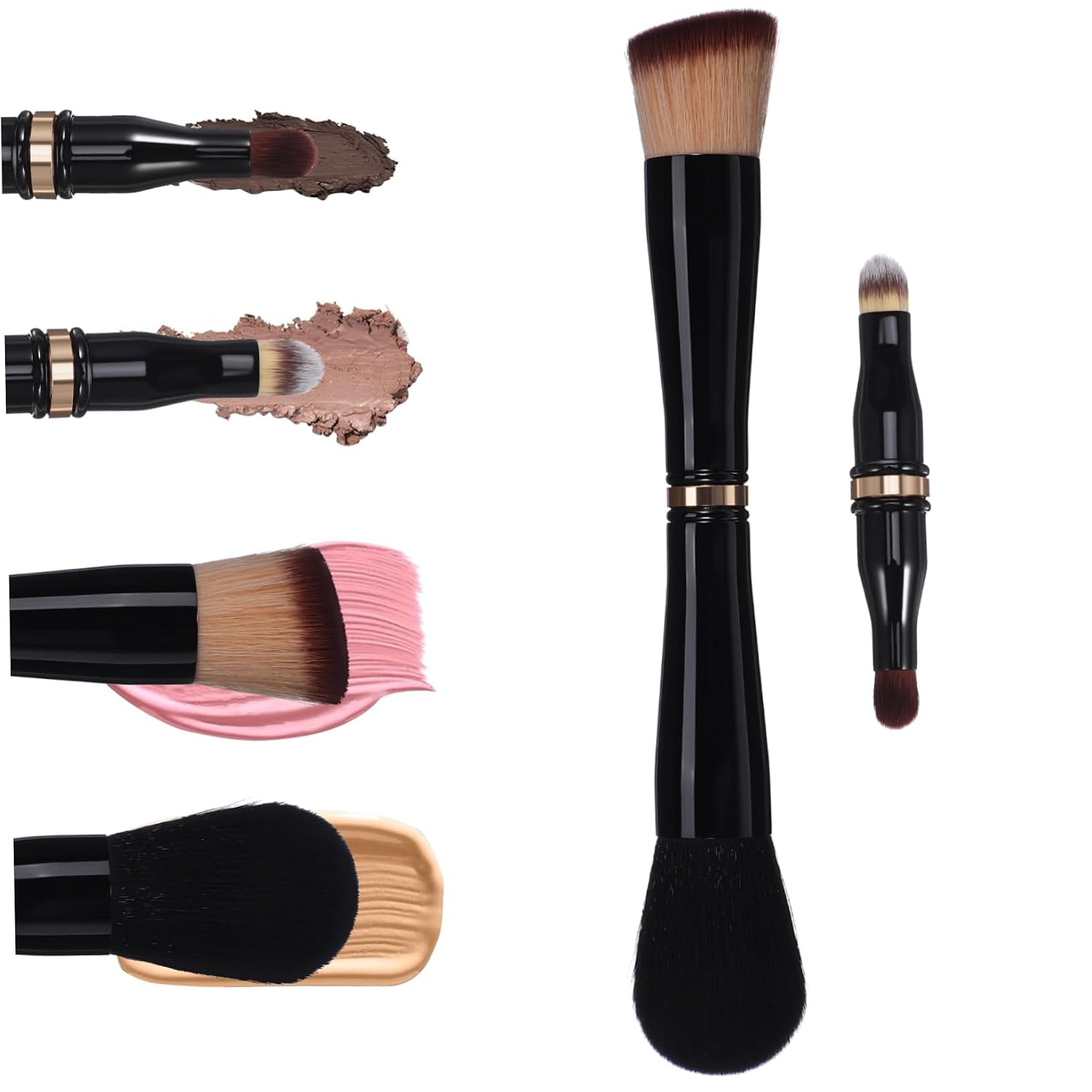 Travel Makeup Brush Double Sided Concealer and Face Brush Compact Design for Go Application Soft Artificial for Comfortable Use Durable