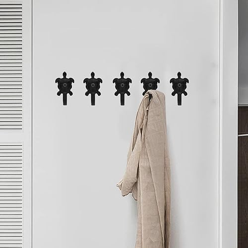 Miniatura 7 de Paquete de 5 ganchos de pared para colgar abrigos, bufandas, bolsos, mochilas, mochilas, decoración del hogar (tortuga negra)