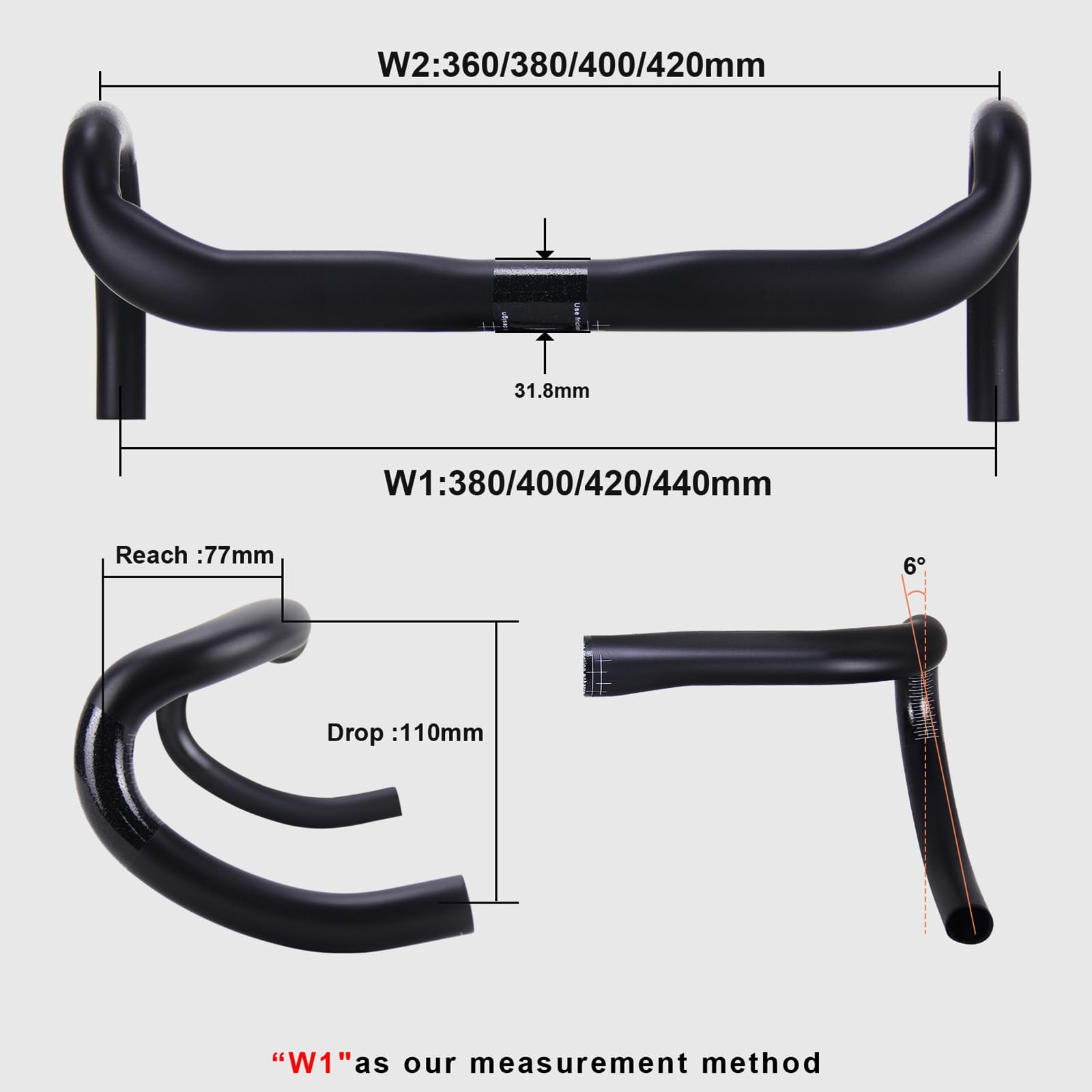 manubri per bicicletta RXL SL 31.8 manubrio bici da corsa carbonio UD opaco 400mm routing interno flare del drop a 6°