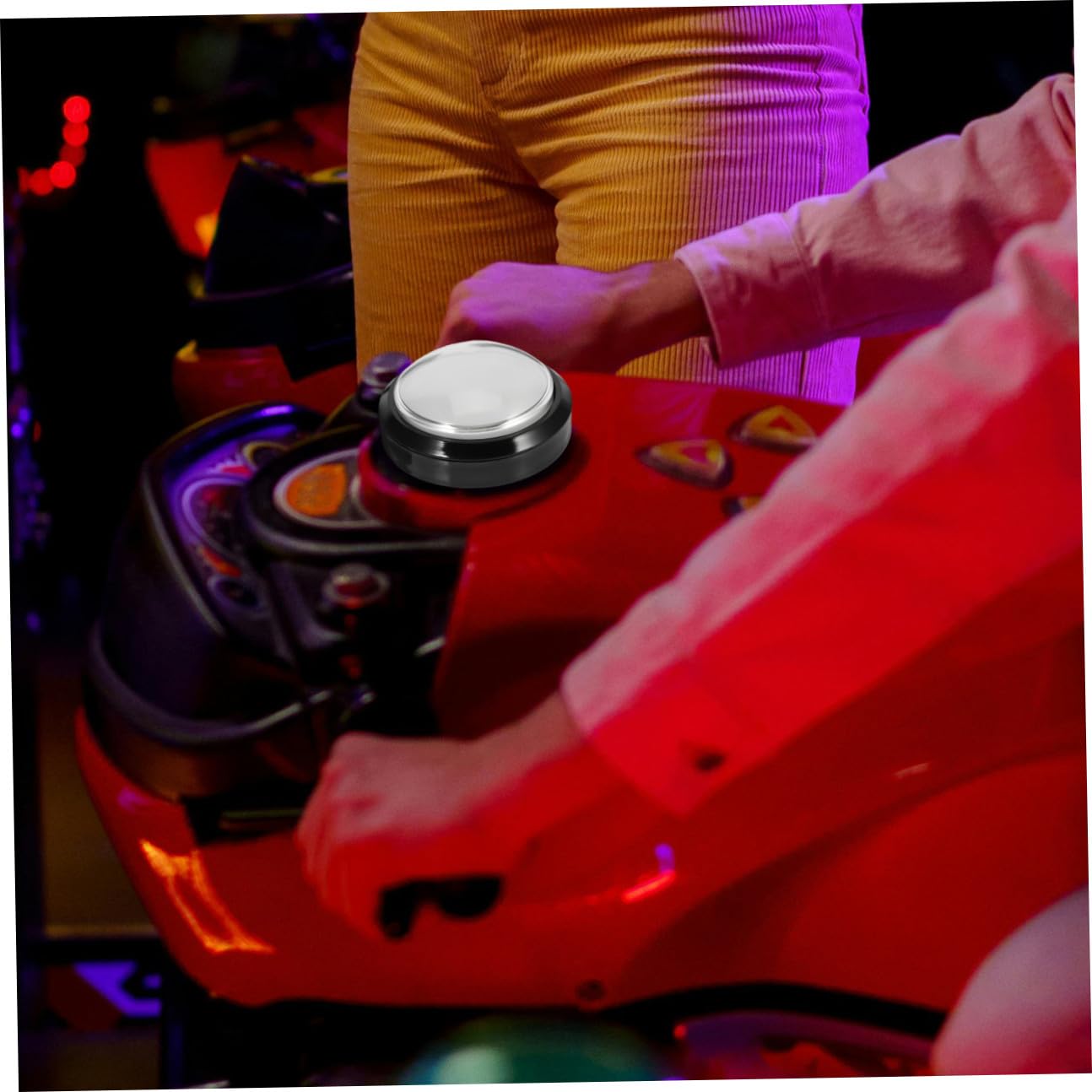ifundom Pulsante Gioco Arcade Rotondo Grande Luce, Bianco ABS | Interruttore a Pulsante Convesso, Auto-reset, Metallo, per Competizione e Uso Domestico Fai-da-te