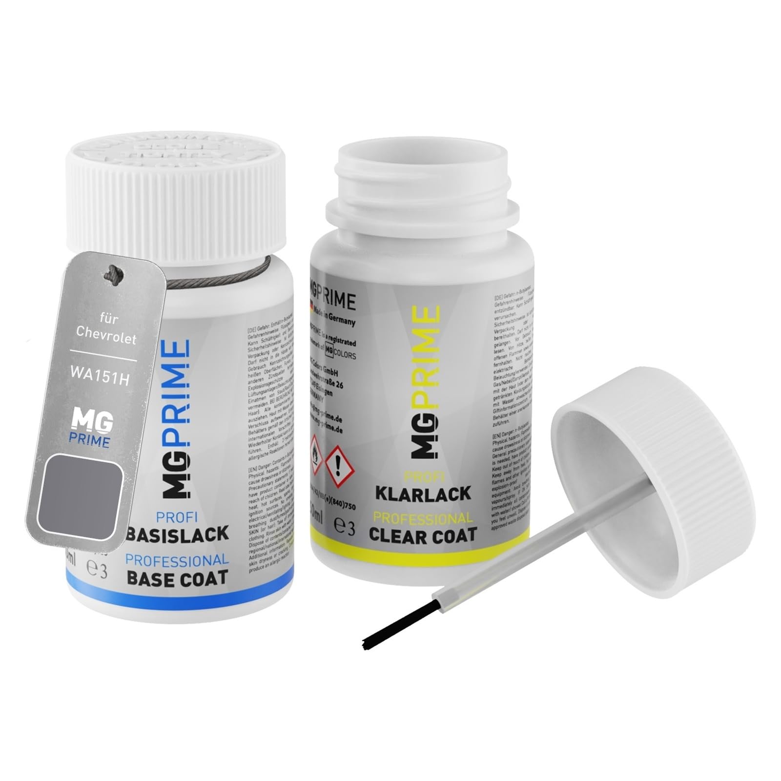 MG PRIME Car paint Touch-up pen set for Chevrolet WA151H Deep Void Metallic Low Gloss 1 Base coat clear coat 50ml each