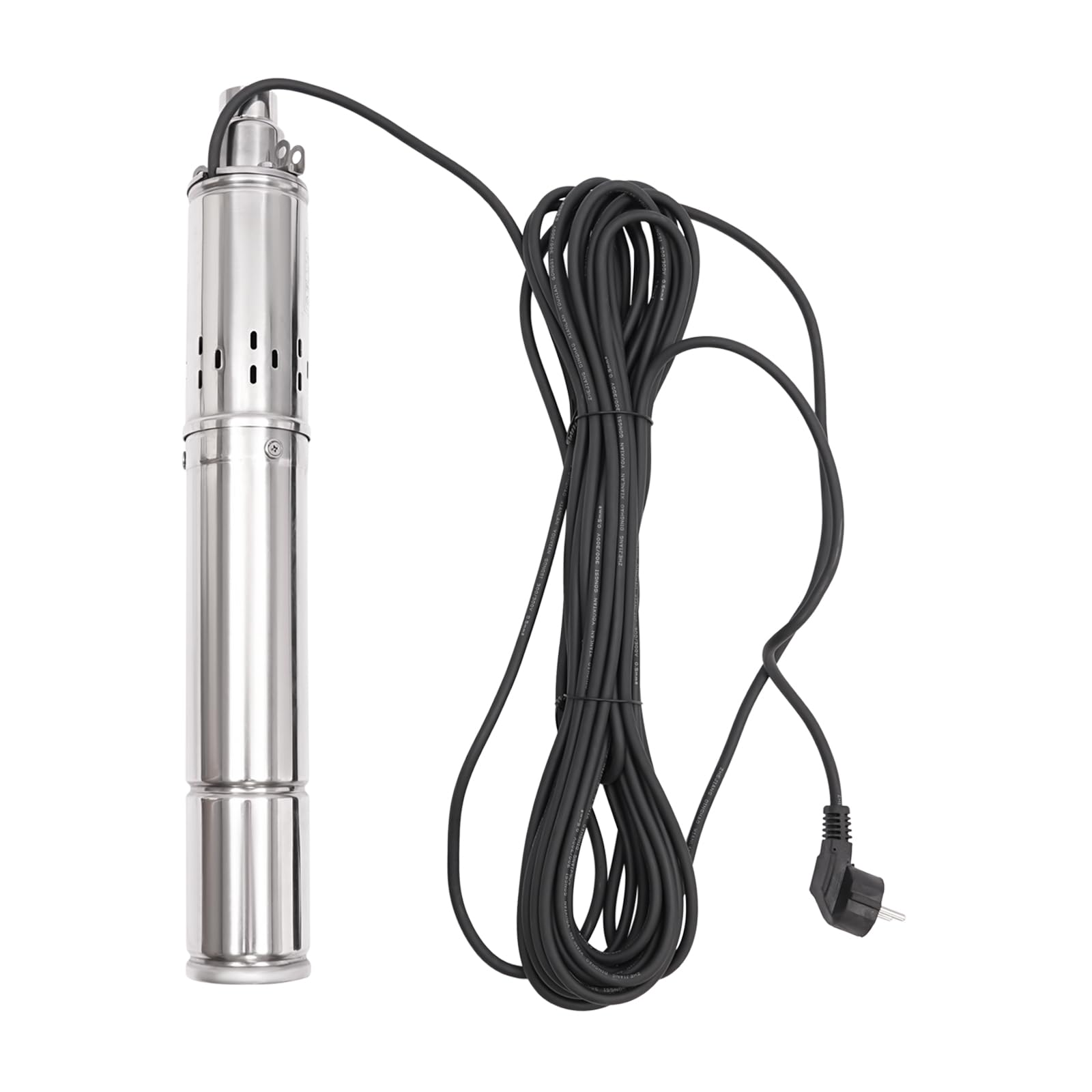 Pompa per fontana profonda 550 W, 230 V, 2850 giri/min, portata 1,8 m³/395.94 gal/h, altezza di mandata 90 m/295,28 ft, profondità di immersione 60 m/196,85 ft, pompa sommergibile in acciaio inox,