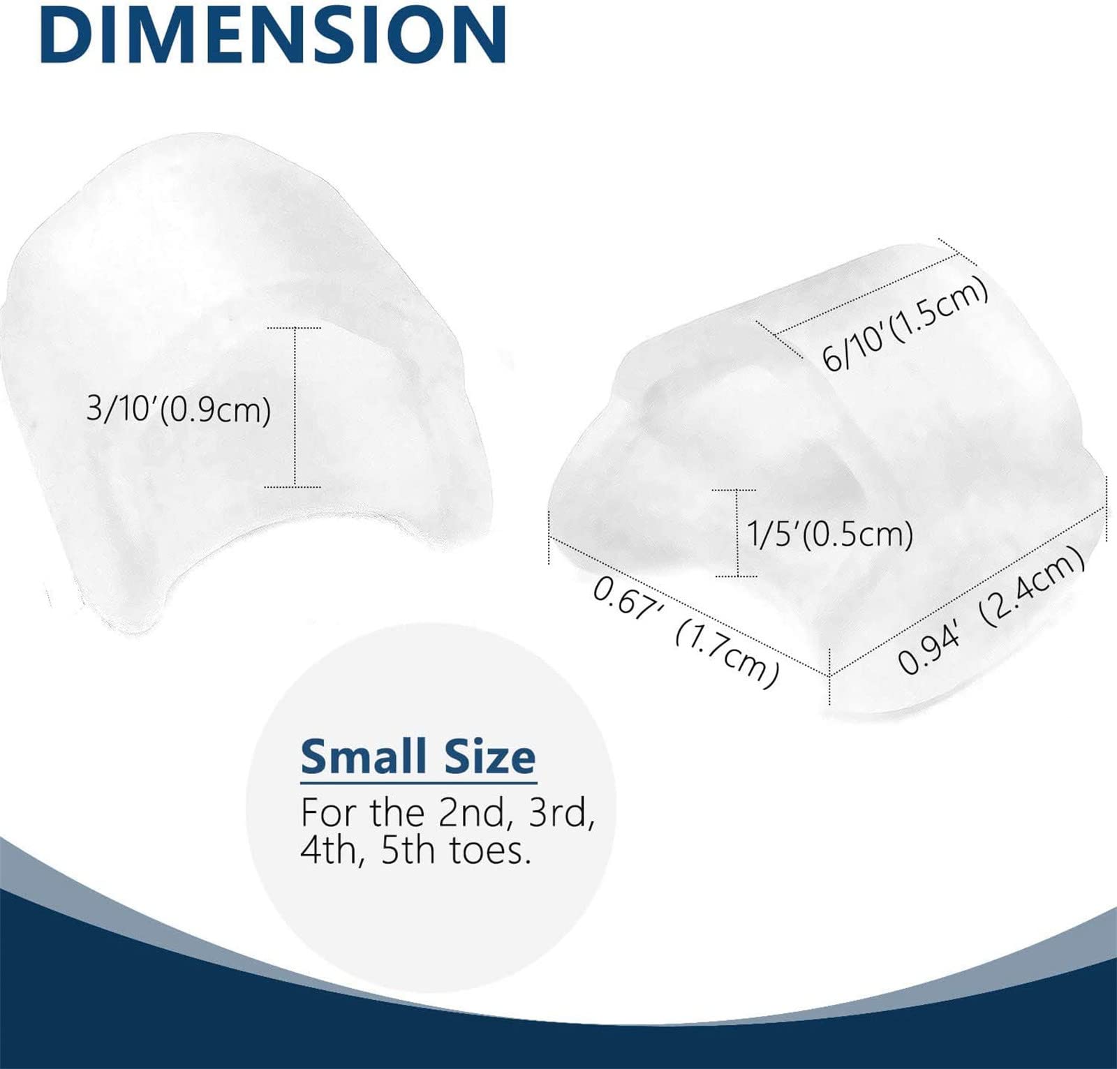 Separadores de dedos de gel Pinky Toe, 4 separadores de silicona para alivio de presión y dolor